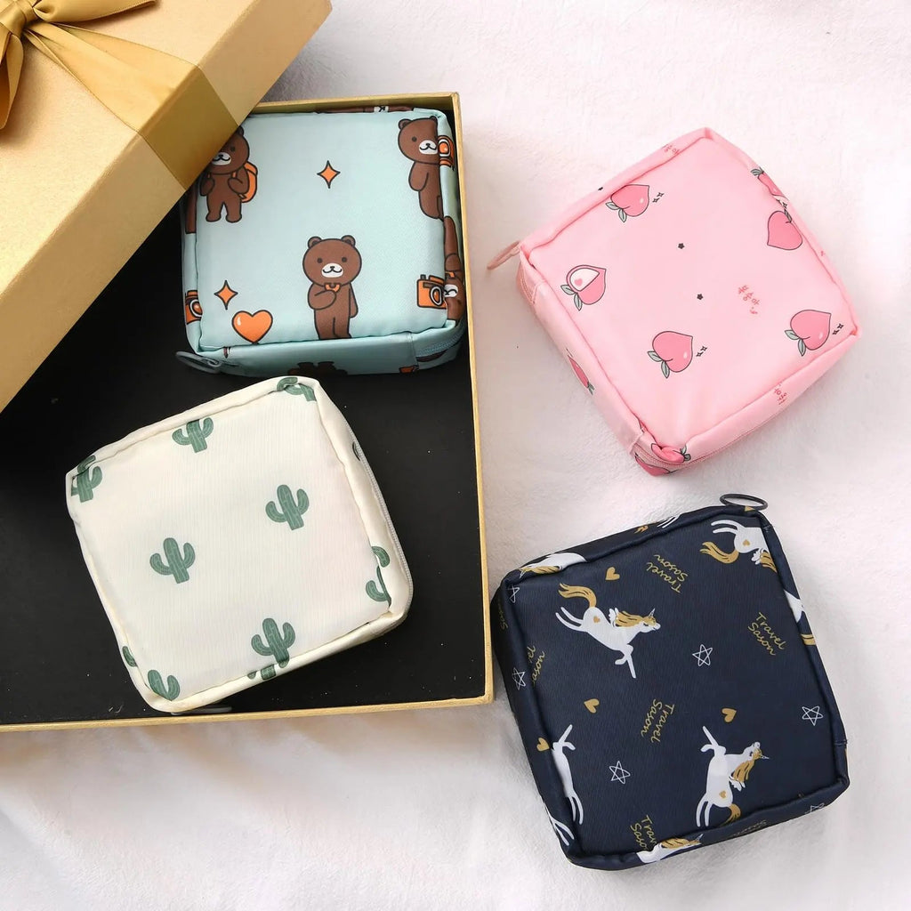 4Pcs Period Bag, Sanitary Pad Storage Bag Samll Period Pouch for Purse Cute Menstrual Period Bag Aster Au supplements