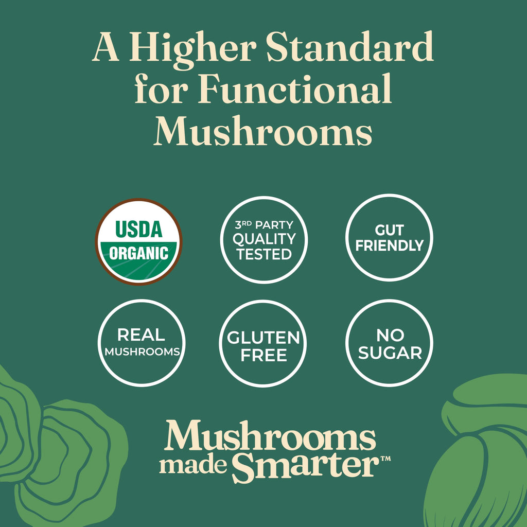 Four Sigmatic Gut Health Mushroom Blend | Organic Mushroom Powder Complex with Turkey Tail, Lion’s Mane, Cordyceps, Chaga, Probiotics and More