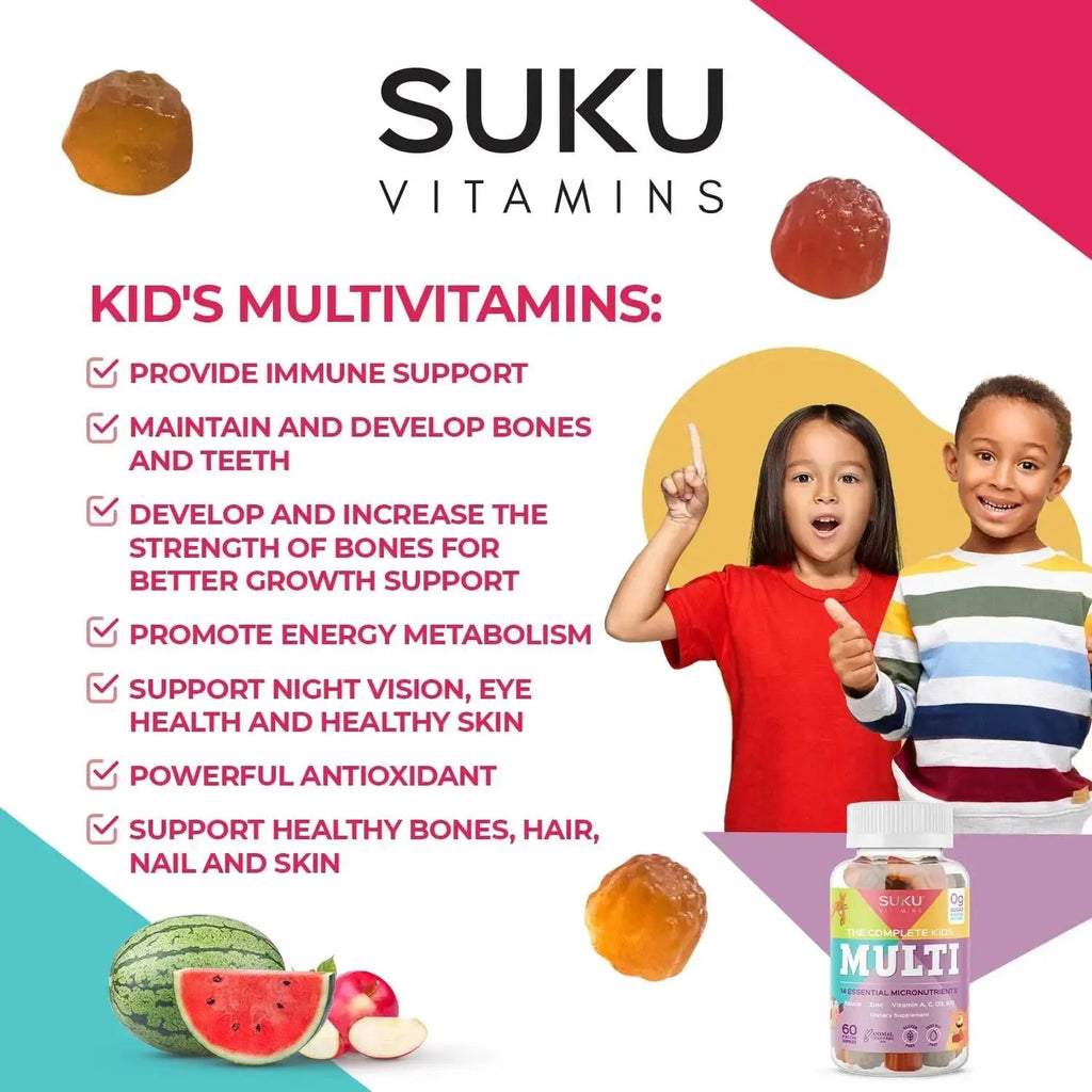 SUKU The Complete Kids Multivitamin Gummies – Vitamins A, C, D, E, B6, B12, Folate & Zinc – Immune Support SUKU Au supplements