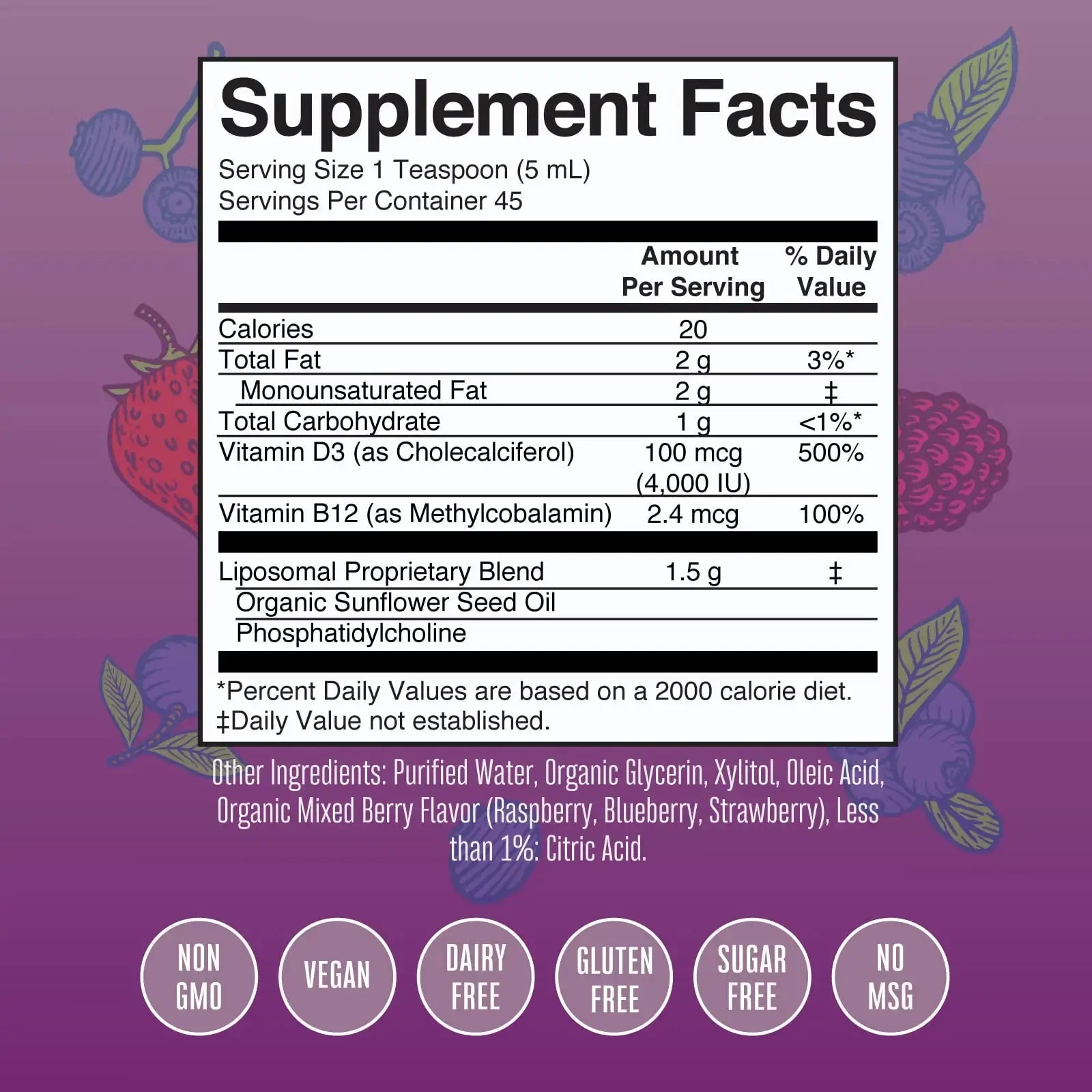 MaryRuth Organics Kids Multivitamin Liposomal (Strawberry Cherry & Vanilla) & Vitamin D3 Liposomal (Mixed Berry) Clean Label Project Verified MARYRUTH'S Au supplements