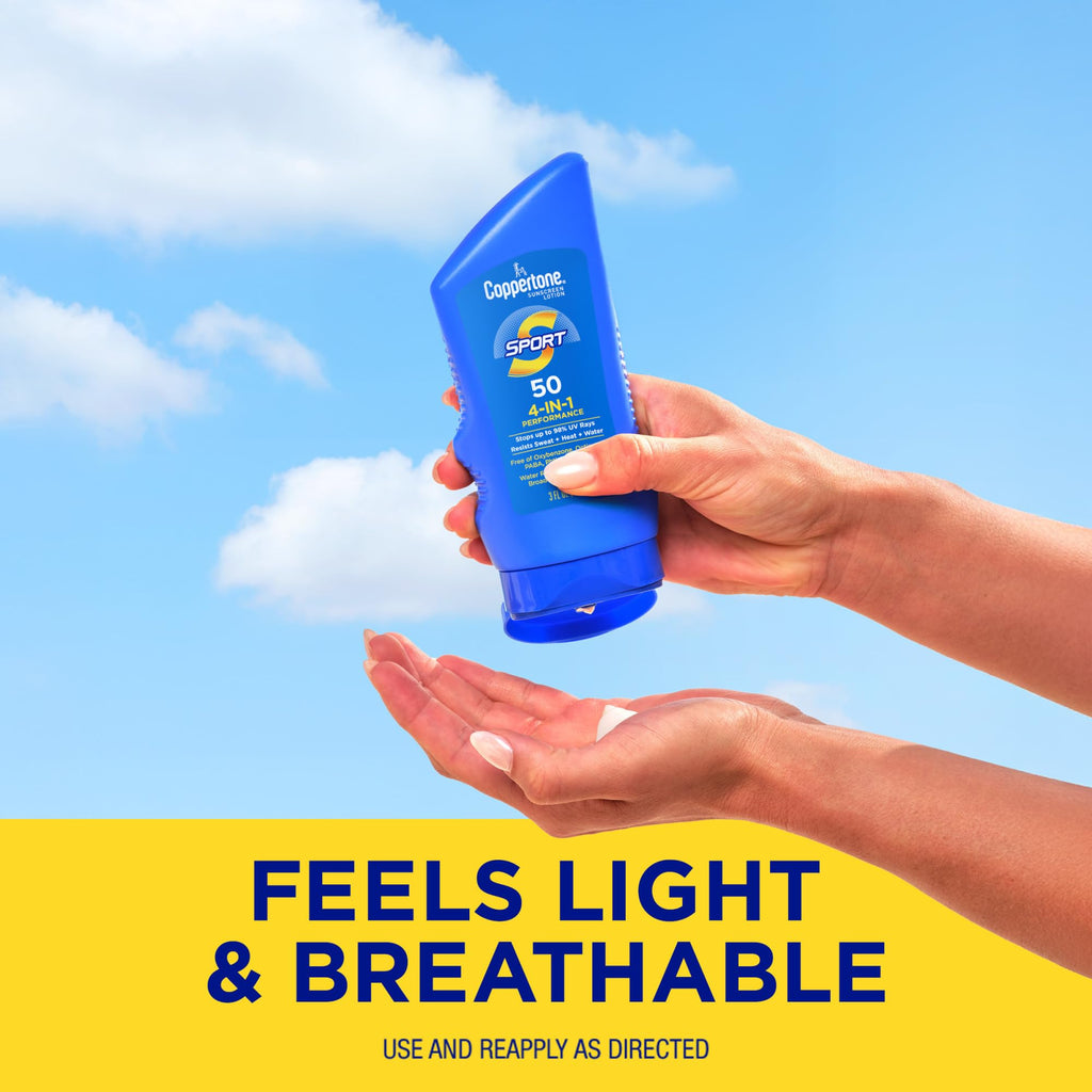 Coppertone SPORT Sunscreen Lotion Broad Spectrum SPF 50 (3 Fluid Ounce) (Packaging may vary)