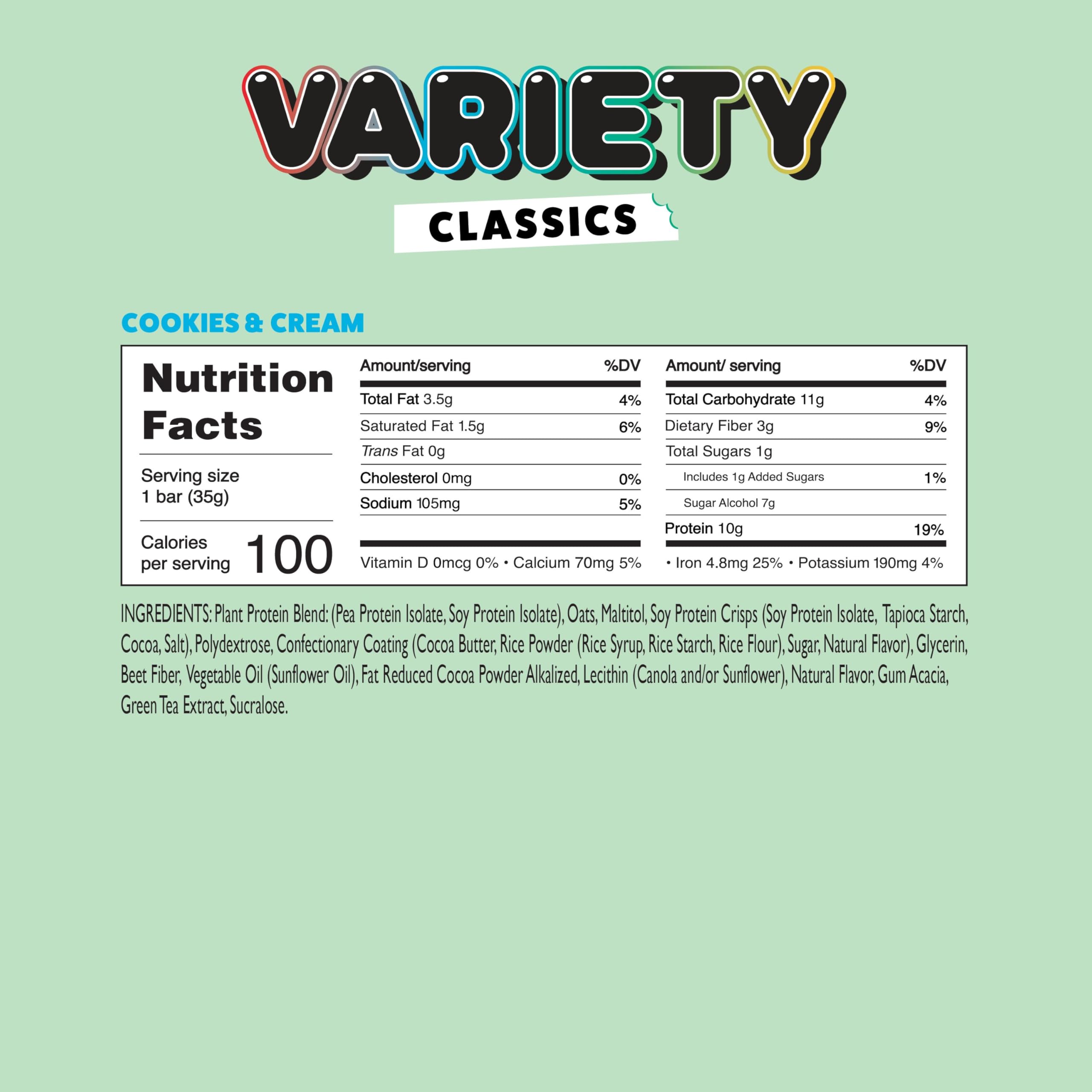 YuBi Bars - Protein Bars - 12 Bar Variety Pack - 100 Calories, 10g of Protein, Low Sugar, Low Carb, Palm Oil Free/Non-GMO, Gluten Free, Dairy Free, Healthy Snack, Non-GMO - 14.8oz (12 Pack, Variety Box)