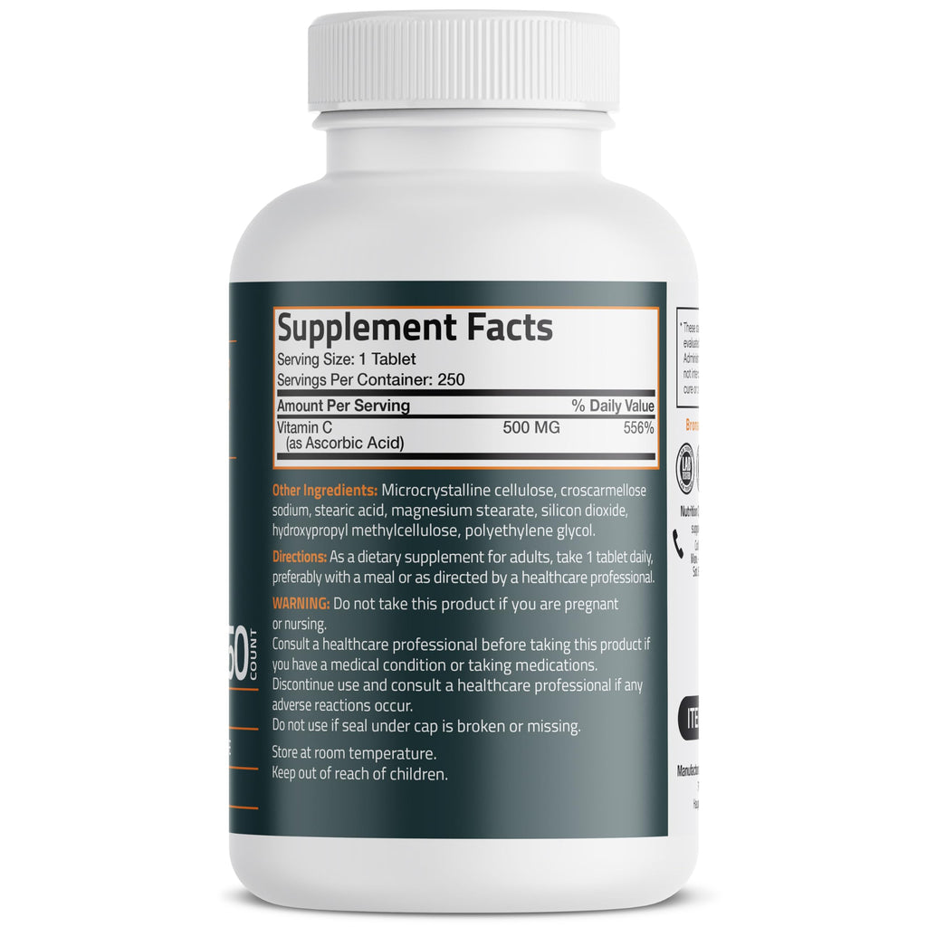 Bronson Vitamin C 500 MG Supports a Healthy Immune System & Antioxidant Protection, Non-GMO, 250 Vegetarian Tablets