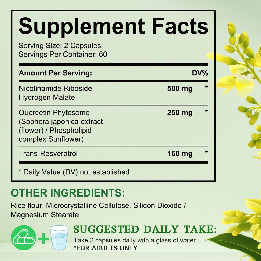 Xaarty NAD Supplement, 910MG Liposomal NAD for Women & Men, Nicotinamide Riboside, Resveratrol, Quercetin, NAD Resveratrol Supplement for Anti-Aging, 120 Capsules Xaarty Au supplements