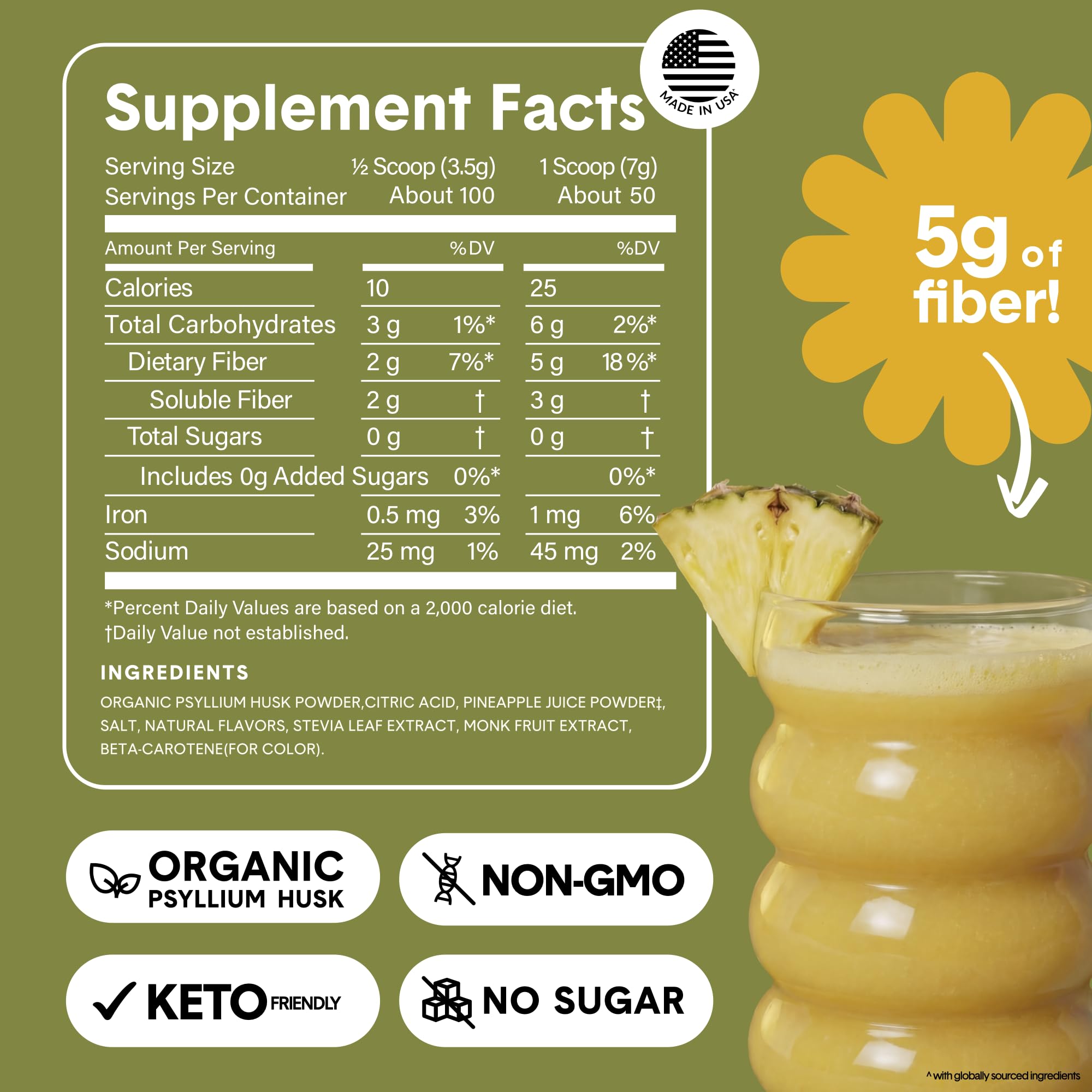 Bellway Super Fiber Powder + Fruit, Sugar Free Organic Psyllium Husk Powder Fiber Supplement for Regularity, Bloating Relief & Digestive Health, Plant-Based,
