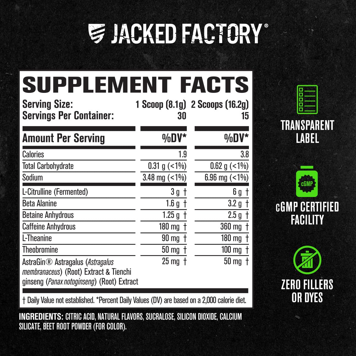 Jacked Factory NITROSURGE Pre Workout Supplement - Endless Energy, Instant Strength Gains, Clear Focus, Intense Pumps - NO Booster & Preworkout Powder with Beta Alanine