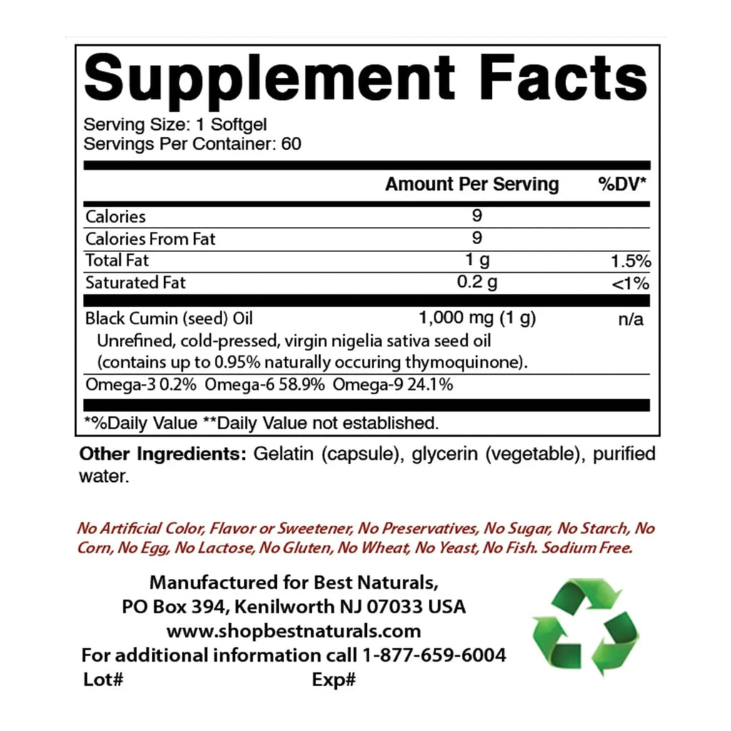 Best Naturals 2 Packs Black Seed Oil Capsules 1000 mg (Non-GMO) Nigella Sativa Best Naturals Au supplements