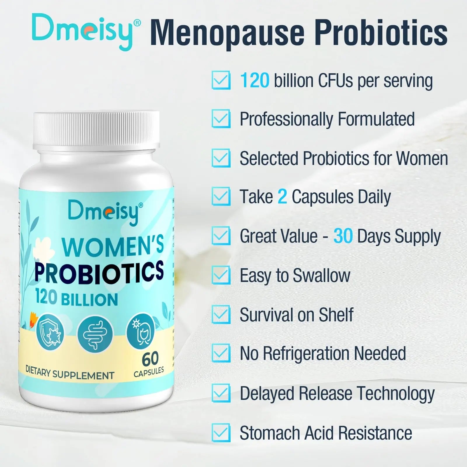 Dmeisy 120 Billion CFU Probiotic - Menopause Support Probiotics for Women, Natural Menopause Dmeisy Au supplements