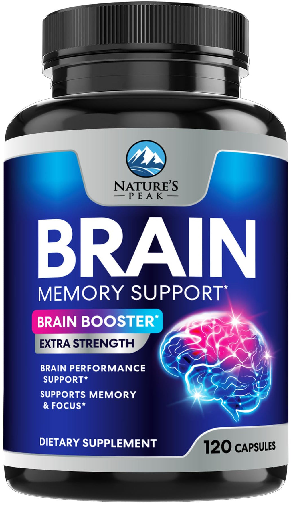 Brain Memory Supplement - 3X Strength Nootropics for Concentration, Clarity & Focus Support - Brain Health Cognitive Vitamins with Bacopa, Phosphatidylserine & DMAE, Brain Booster Pills, 120 Capsules Nature's Peak Au supplements