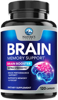 Brain Memory Supplement - 3X Strength Nootropics for Concentration, Clarity & Focus Support - Brain Health Cognitive Vitamins with Bacopa, Phosphatidylserine & DMAE, Brain Booster Pills, 120 Capsules Nature's Peak Au supplements