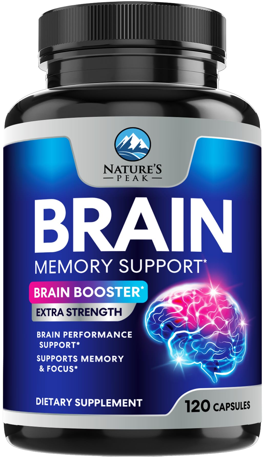 Brain Memory Supplement - 3X Strength Nootropics for Concentration, Clarity & Focus Support - Brain Health Cognitive Vitamins with Bacopa, Phosphatidylserine & DMAE, Brain Booster Pills, 120 Capsules Nature's Peak Au supplements