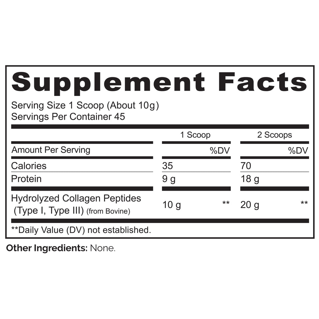 NATURELO Collagen Peptide Powder, Hydrolyzed Collagen Type I & III, Skin Hair & Joint Health - Unflavored, 16 Ounces | 45 Servings