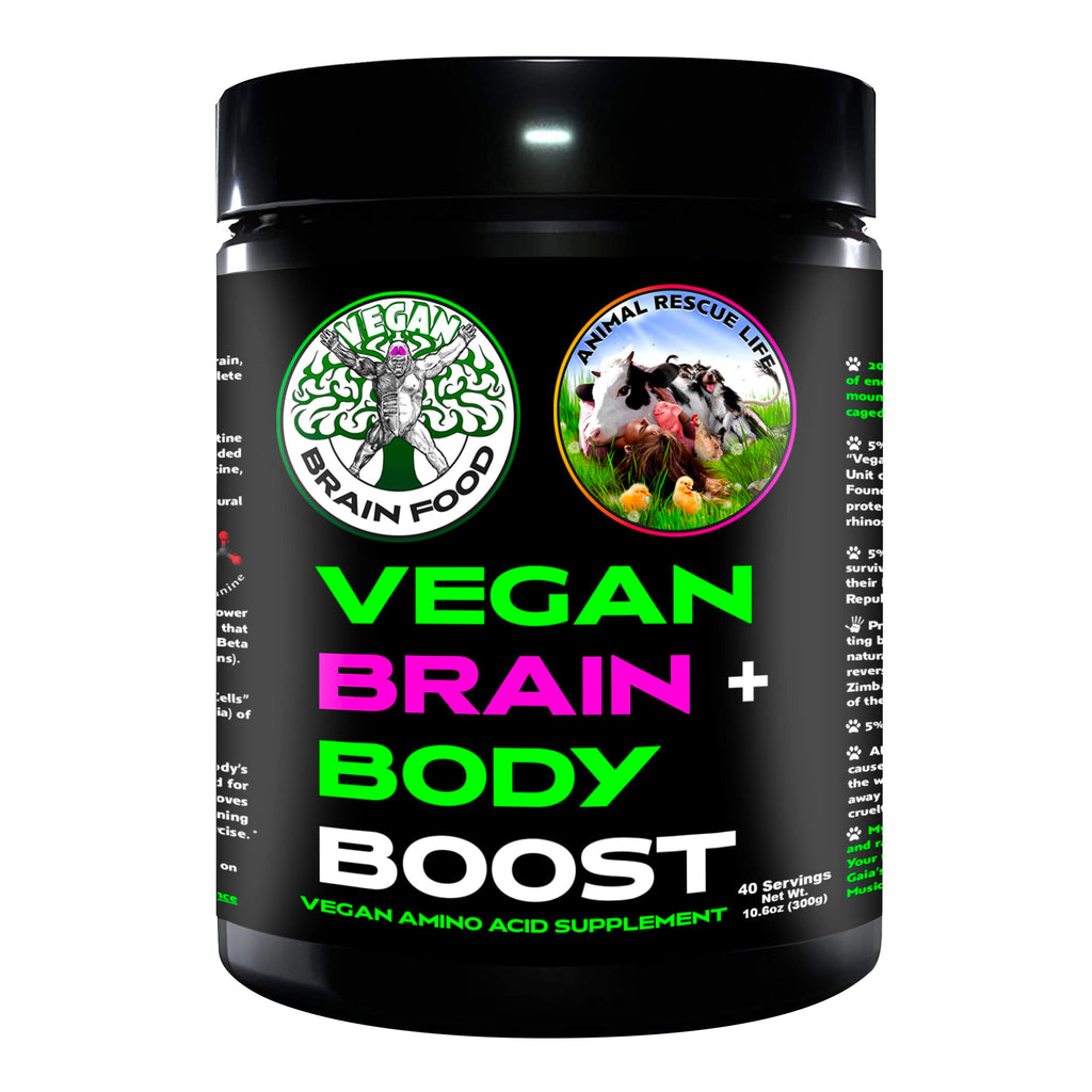 Vegan Brain & Body Boost: The Cherry On Top of A Plant-Based Lifestyle | Working Intelligence | Anti-Aging | Physical Fitness | Vegan Amino Acids - Creatine, Taurine & Beta Alanine | 40 Servings/300g Vegan Brain Food Au supplements