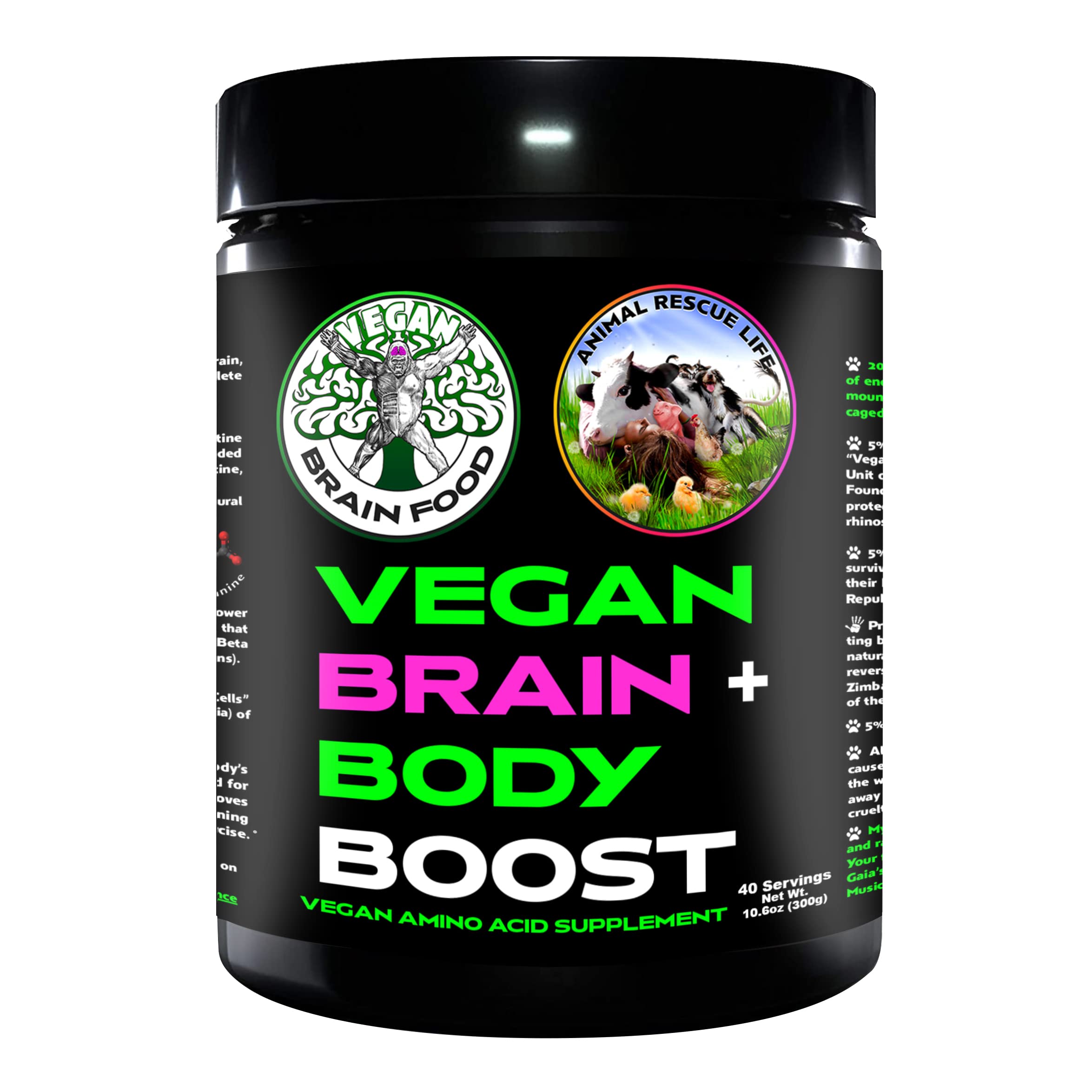 Vegan Brain & Body Boost: The Cherry On Top of A Plant-Based Lifestyle | Working Intelligence | Anti-Aging | Physical Fitness | Vegan Amino Acids - Creatine, Taurine & Beta Alanine | 40 Servings/300g Vegan Brain Food Au supplements