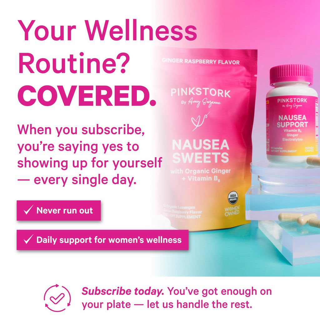 Pink Stork Organic Peppermint Sweets for Morning Sickness and Motion Sickness Support, Added Vitamin B6, 1st Trimester Pregnancy Must Haves - 30 Wrapped Peppermint Candies Pink Stork Au supplements