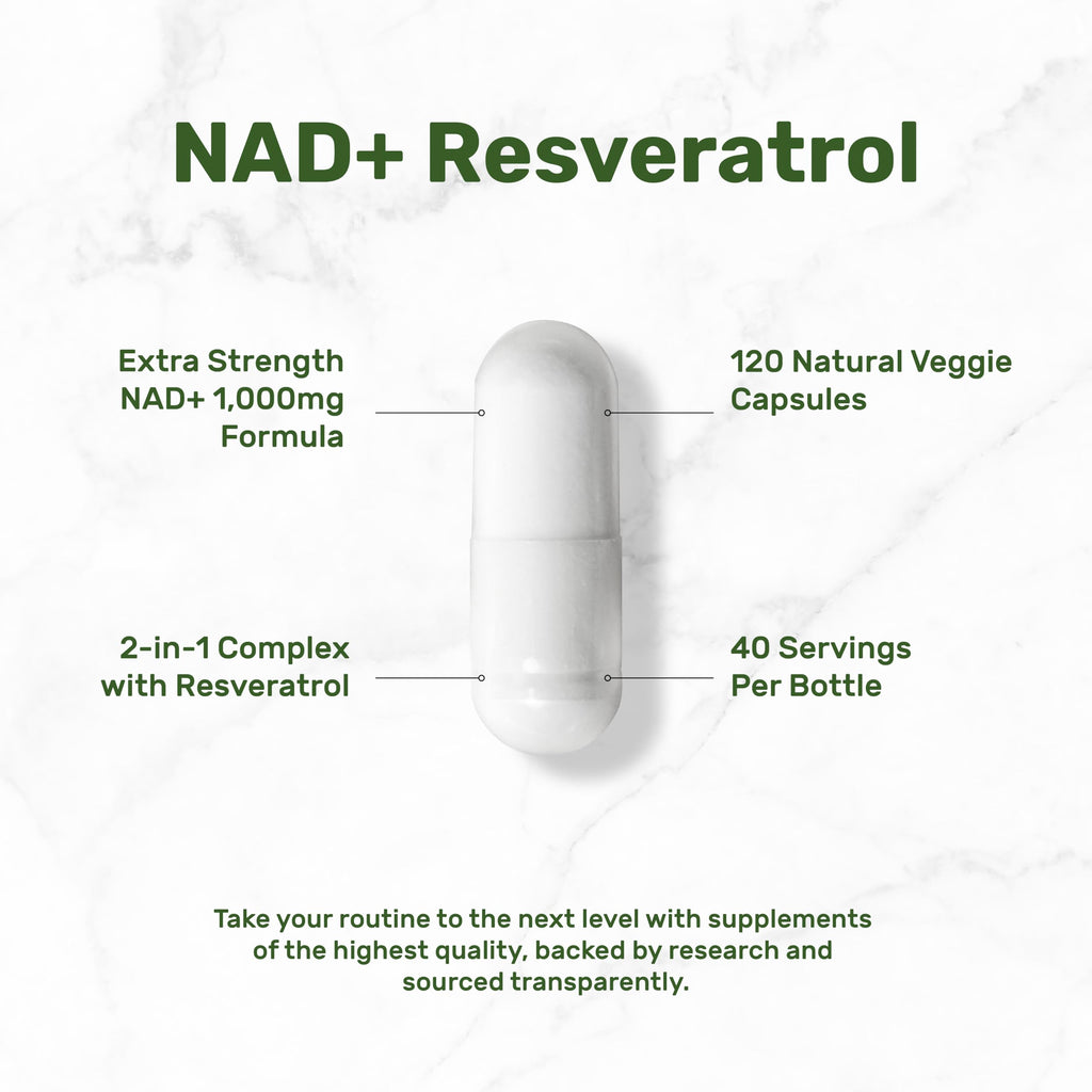 NAD+ Resveratrol Supplement 1,000mg Per Serving, 120 Veggie Capsules | 2-in-1 Extra Strength NMN Supplement Alternative | NAD Supplements for Women & Men | Non-GMO, Gluten Free DEAL SUPPLEMENT Au supplements