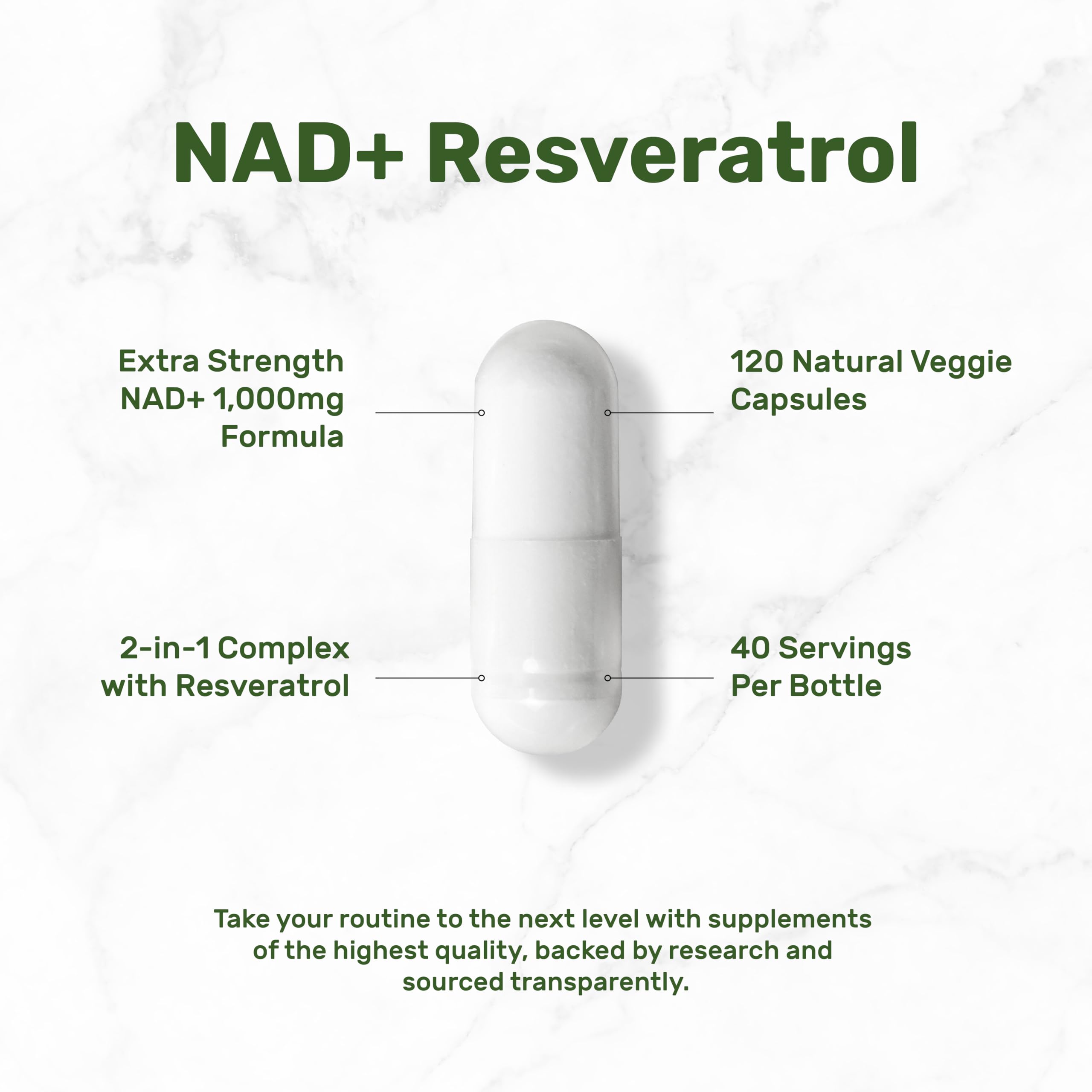 NAD+ Resveratrol Supplement 1,000mg Per Serving, 120 Veggie Capsules | 2-in-1 Extra Strength NMN Supplement Alternative | NAD Supplements for Women & Men | Non-GMO, Gluten Free DEAL SUPPLEMENT Au supplements