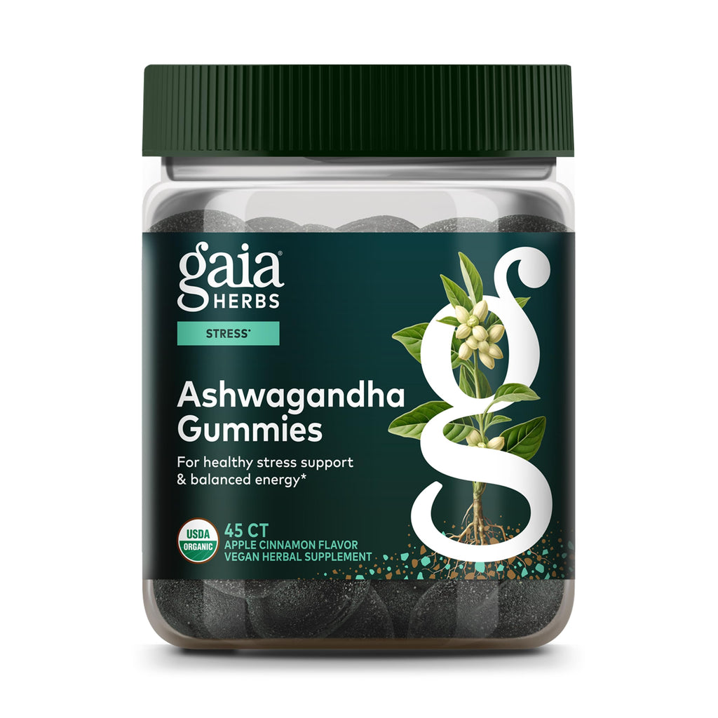 Gaia Herbs Organic Ashwagandha Gummies - Stress Support* - Made with Cinnamon & Ginger - Gluten Free & Vegan - 45 Count (15 Servings) Gaia Herbs Au supplements