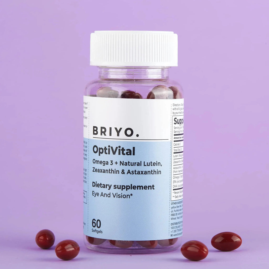 Briyo OptiVital Eye Health Supplement – Lutein, Zeaxanthin, Astaxanthin & Omega-3 from Natural Sources – Supports Vision Briyosis Au supplements