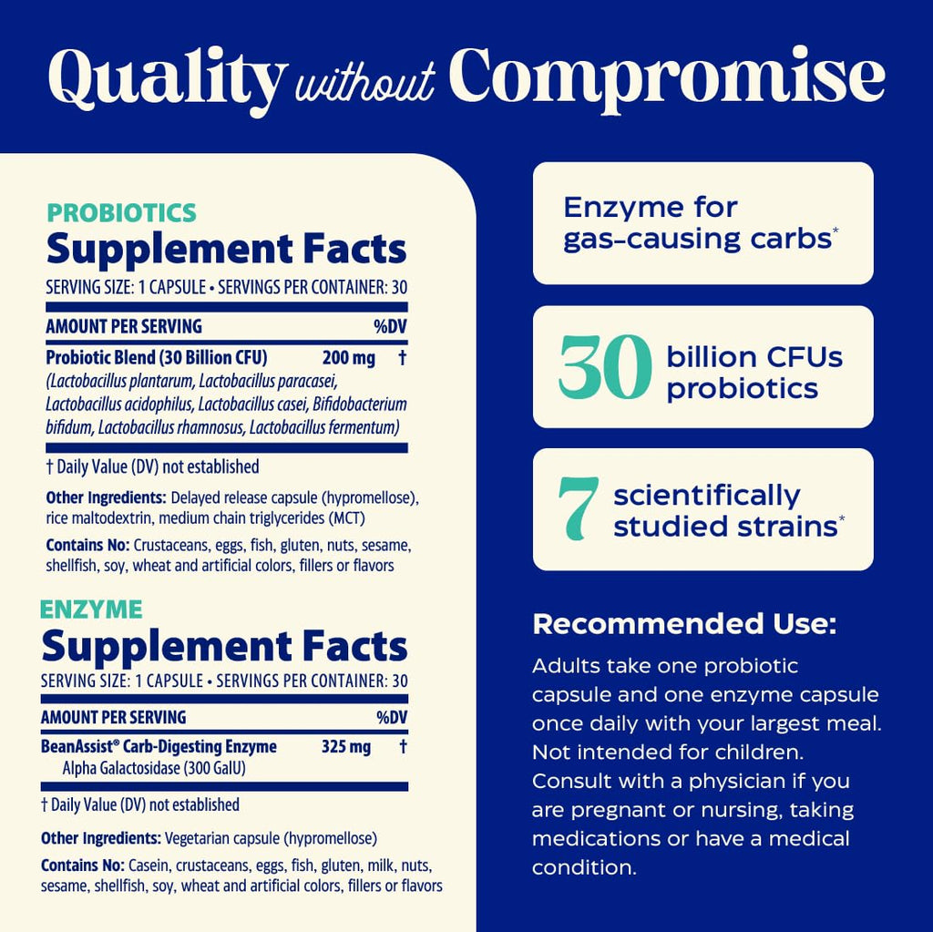 Enzymedica Dinner Duo for Gas & Bloating – Probiotics + Digestive Enzyme Packets for Occasional Gas, 30B CFU of 7 Live Strains, Vegetarian – 30 Daily Packs Enzymedica Au supplements