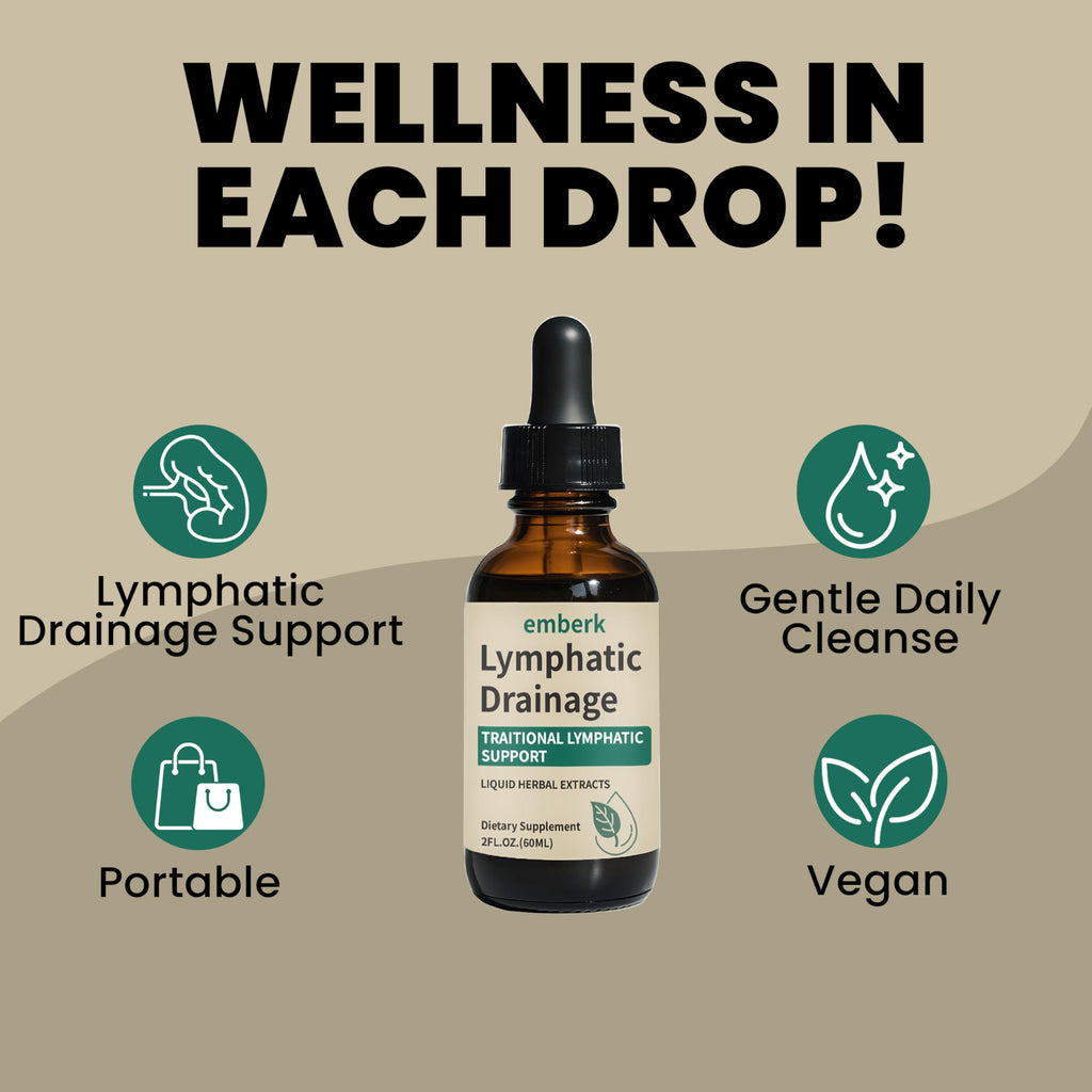 Lymphatic Drainage Drops, 2000mg Herbal Blend with Elderberry & Echinacea Dandelion，– Supports Lymphatic Drainage