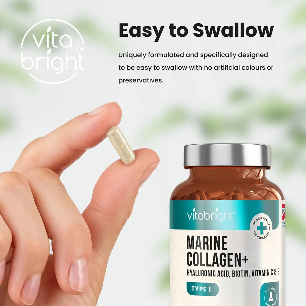 Marine Collagen Capsules 1000mg - 120 Capsules - 9 Powerful Skin Supporting Nutrients VitaBright Au supplements