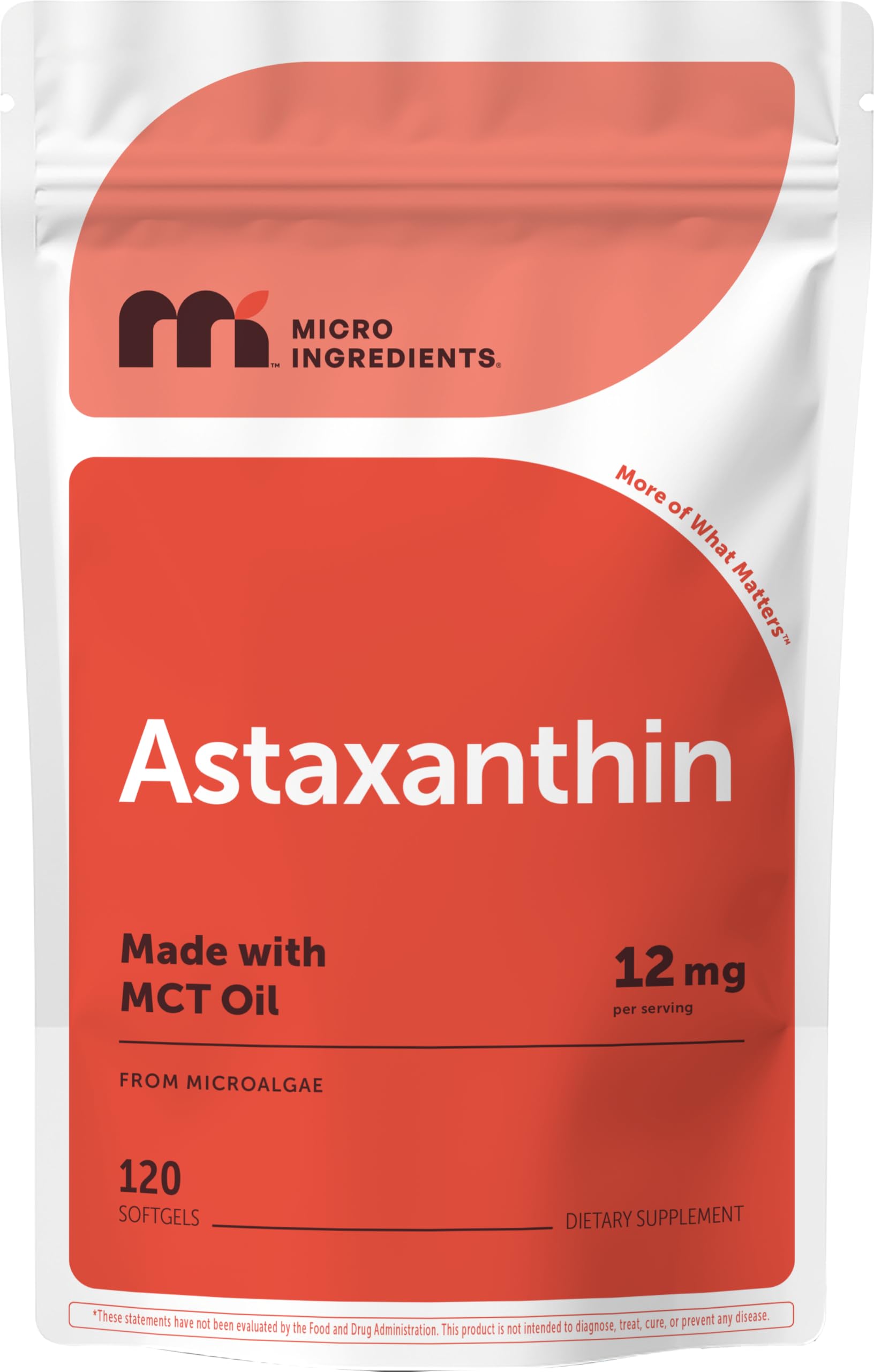Micro Ingredients Astaxanthin 12mg with MCT Oil, 120 Softgels, 4 Month Supply | Premium Astaxanthin Antioxidant Supplements* | Fresh Microalgae Source