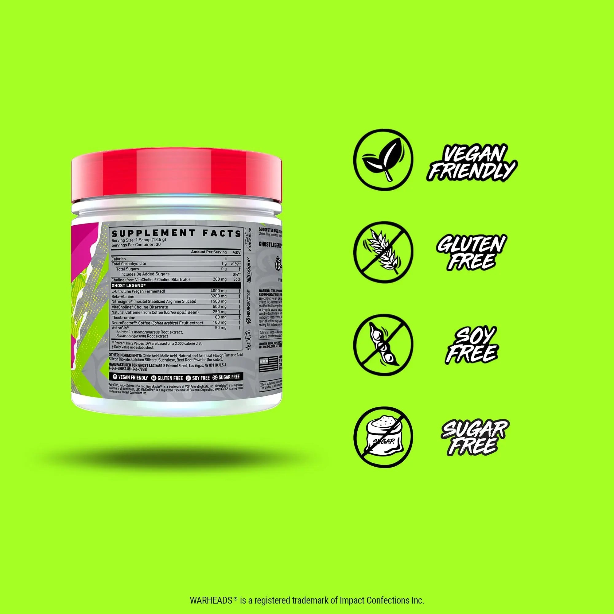 GHOST Legend V3 Pre-Workout Powder, Warheads Sour Watermelon - 30 Servings – Pre GHOST Au supplements