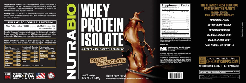 NutraBio Whey Protein Isolate Supplement – 25g of Protein Per Scoop with Complete NutraBio Au supplements