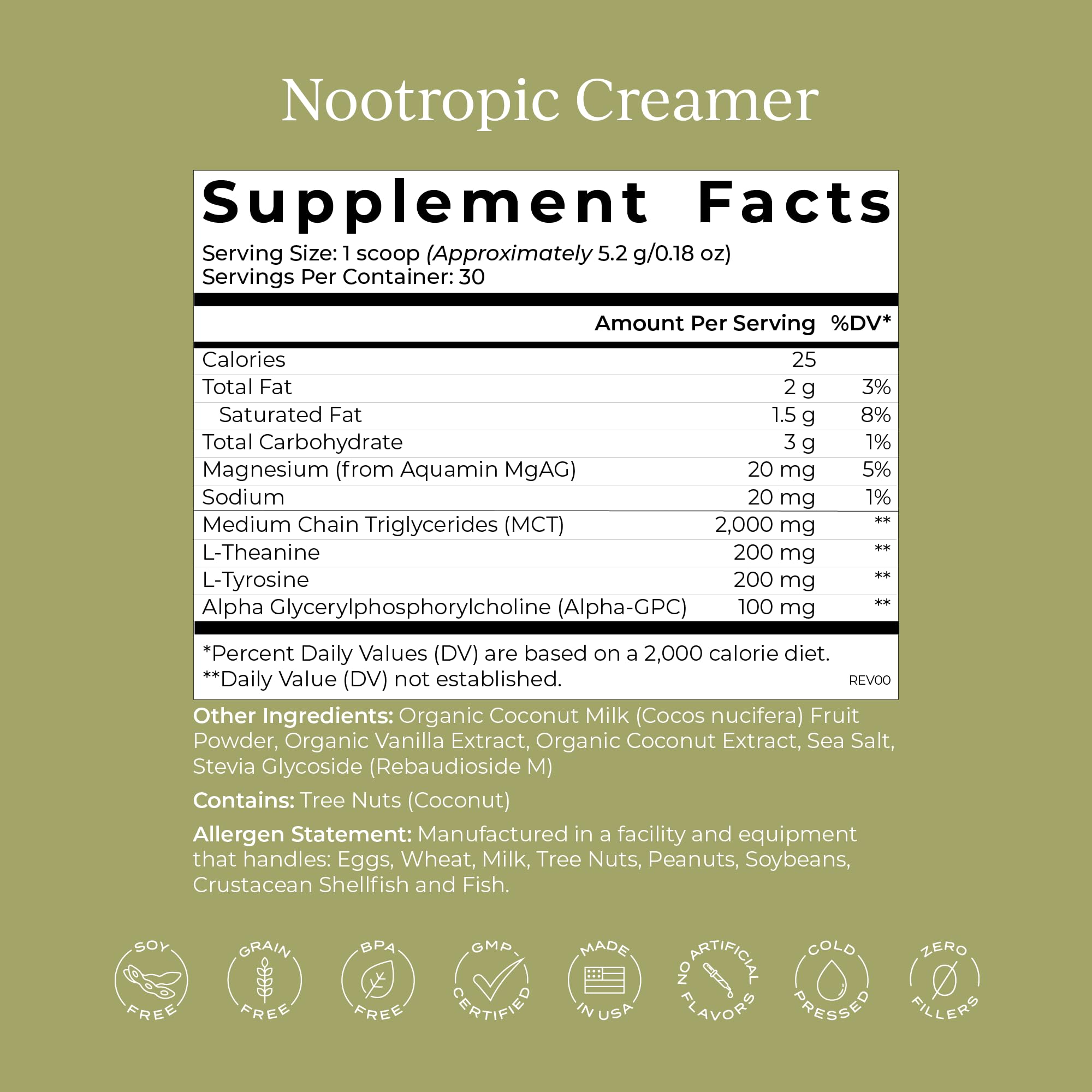 CYMBIOTIKA Nootropic Creamer – MCT Oil, Alpha GPC, L-Theanine – Keto, Vegan, Sugar-Free Coffee Creamer for Focus, Energy & Mental Clarity – Coconut Vanilla Flavor, 30 Servings CYMBIOTIKA Au supplements