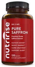 NutriRise Saffron Supplements 120 Capsules, 88.5mg Pure Extract - 4 Month Supply for Mood, Energy, Sleep, Stress & Cortisol Support - Non-GMO