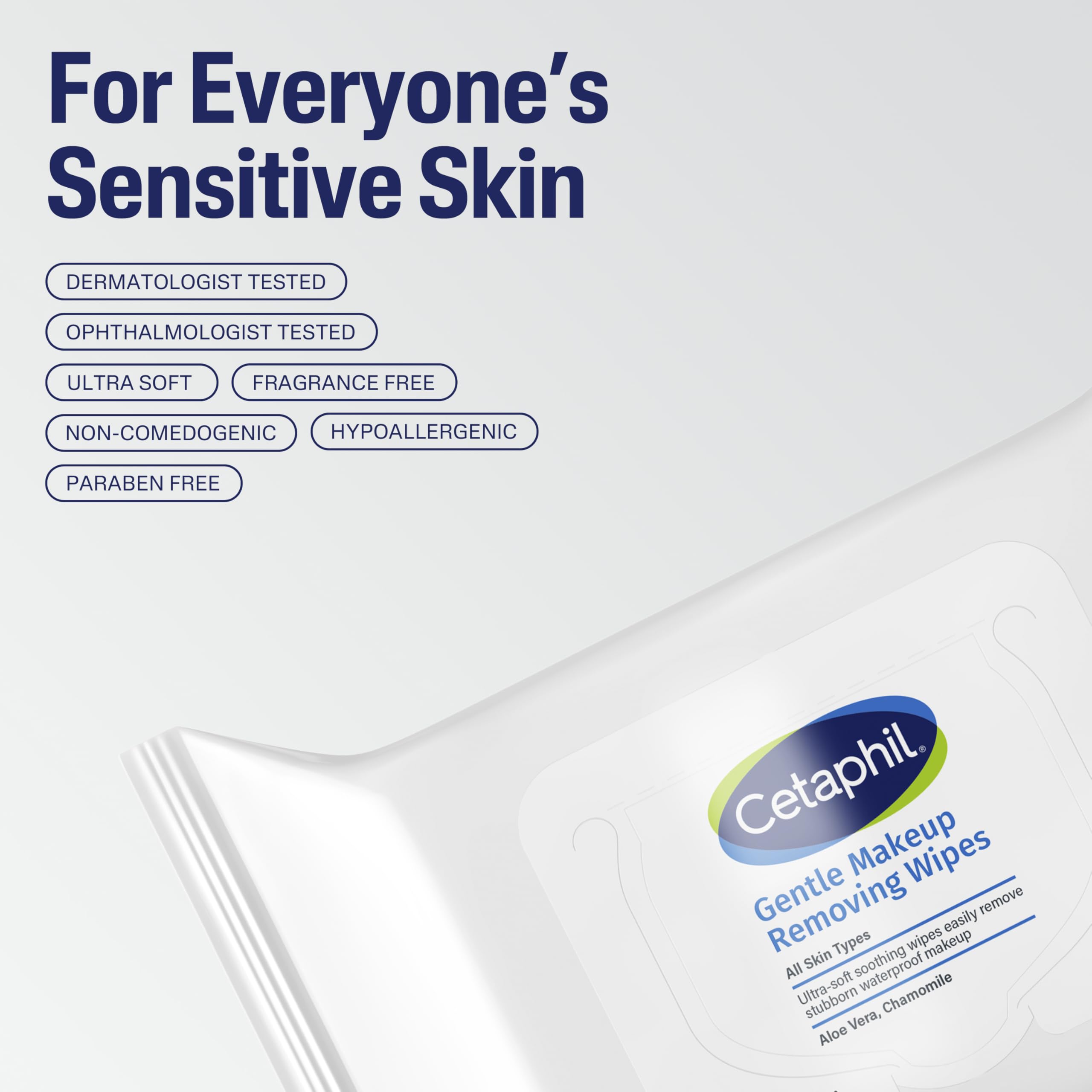 Cetaphil Gentle Makeup Removing Face Wipes, Daily Cleansing Facial Towelettes Gently Remove Makeup