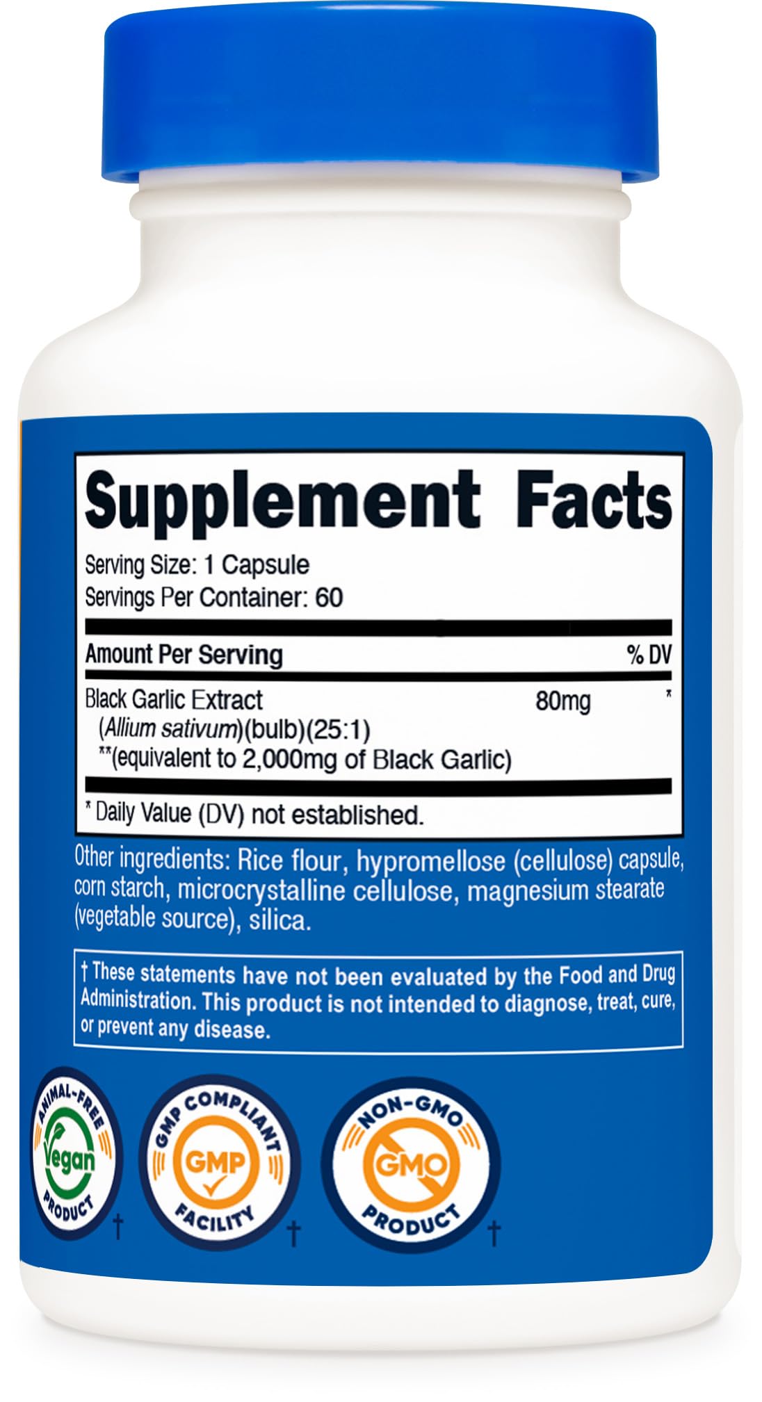 Nutricost Black Garlic Extract 60 Capsules for 60 Servings Per Bottle - Aged Black Garlic Extract, Vegan