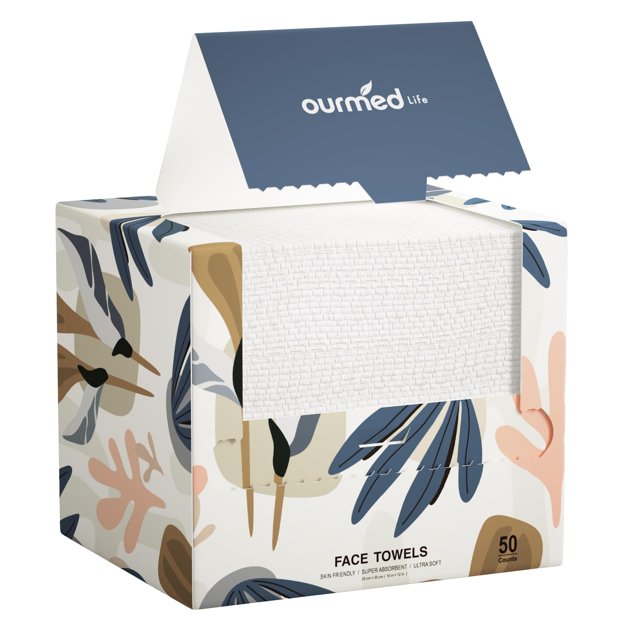 Ourmed Life Face Towels, Disposable Biodegradable Facial Towels for Sensitive Skin