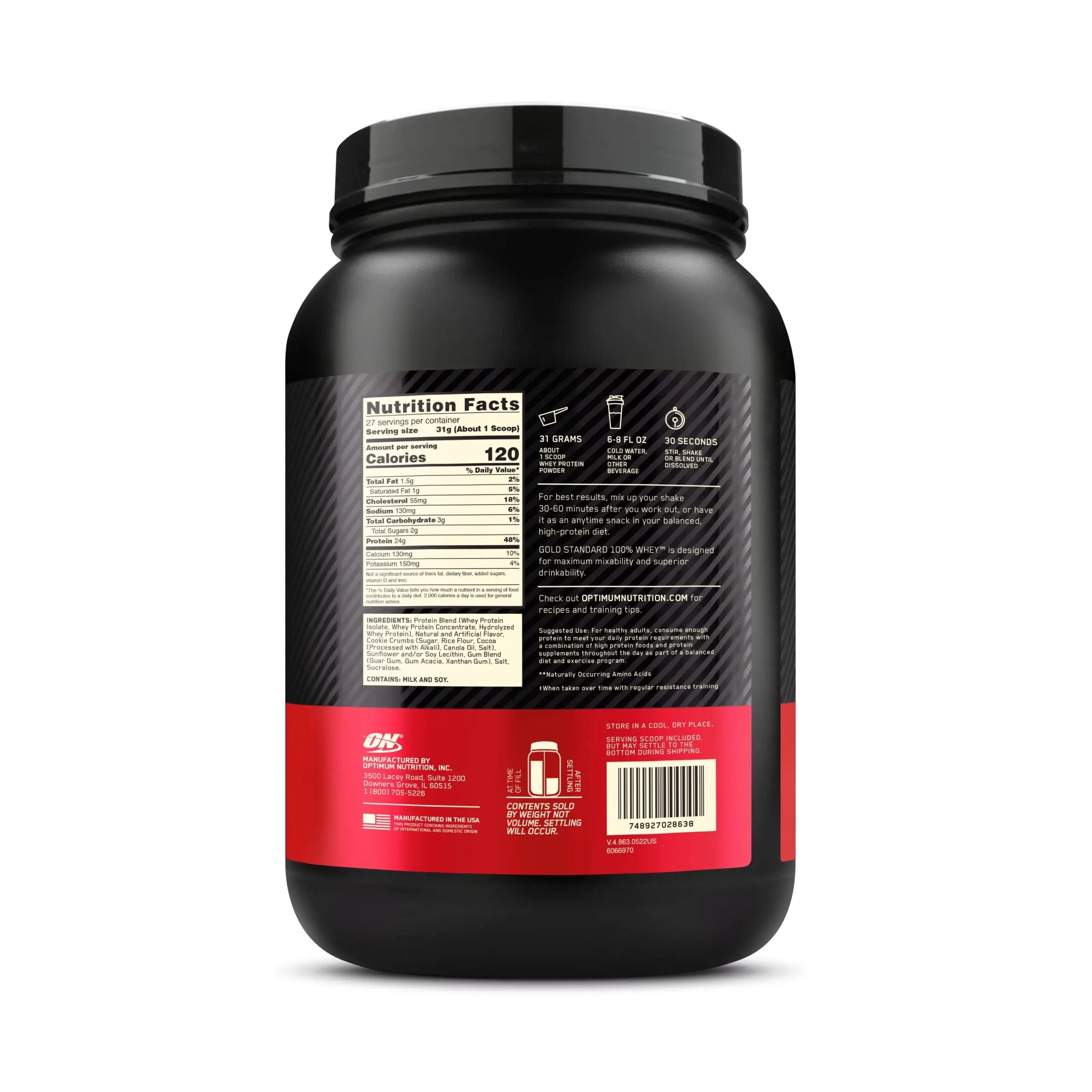 Optimum Nutrition Gold Standard 100% Whey Protein Powder, Cookies & Cream Optimum Nutrition Au supplements