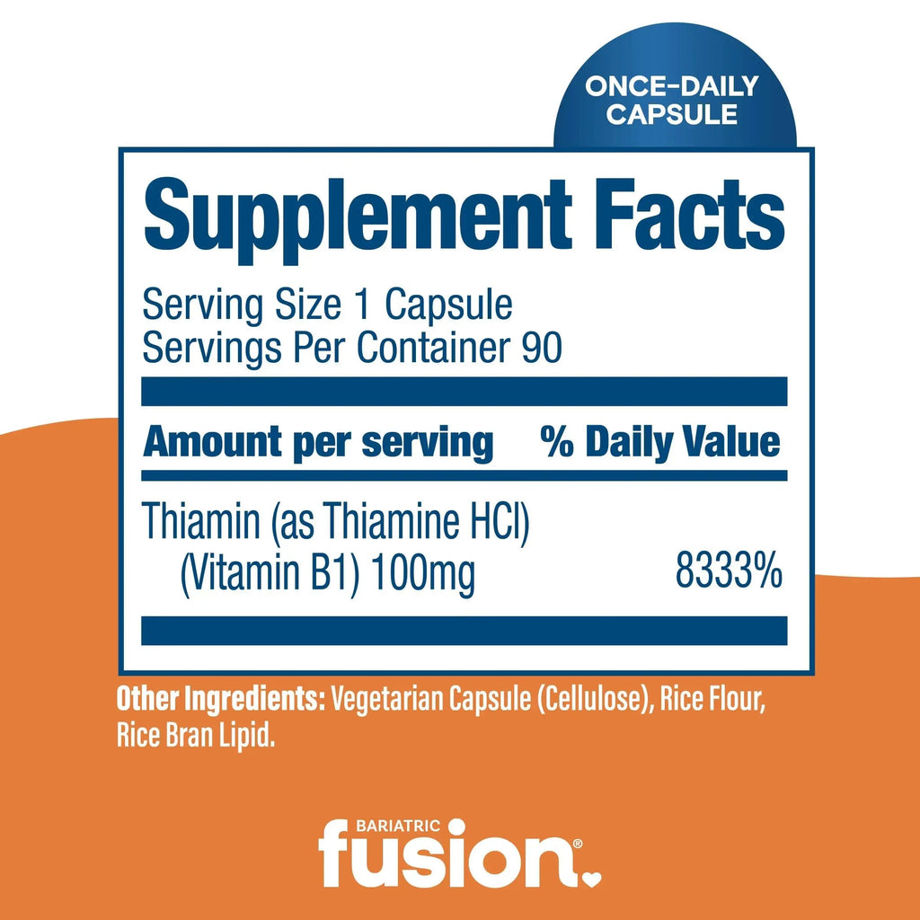 Bariatric Fusion Vitamin B1(Thiamine) for Bariatric Surgery Patients Including Gastric Bypass & Sleeve Gastrectomy, Easy to Swallow Capsule, 90 Count Bariatric Fusion Au supplements