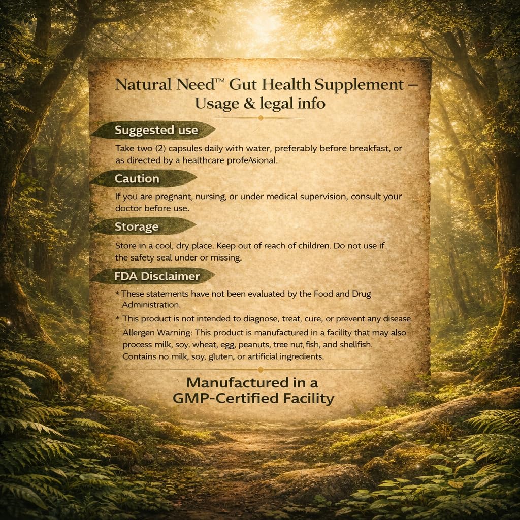 NATURAL NEED™ Gut Health – 5-in-1 Formula with Probiotics, Prebiotics, Postbiotics, Enzymes & Vitamins (C,D3,B12,Zinc) – Delayed Release Capsule – Supports Overall Digestion, Immunity & Gut – 60 Vegan NATURAL NEED Au supplements
