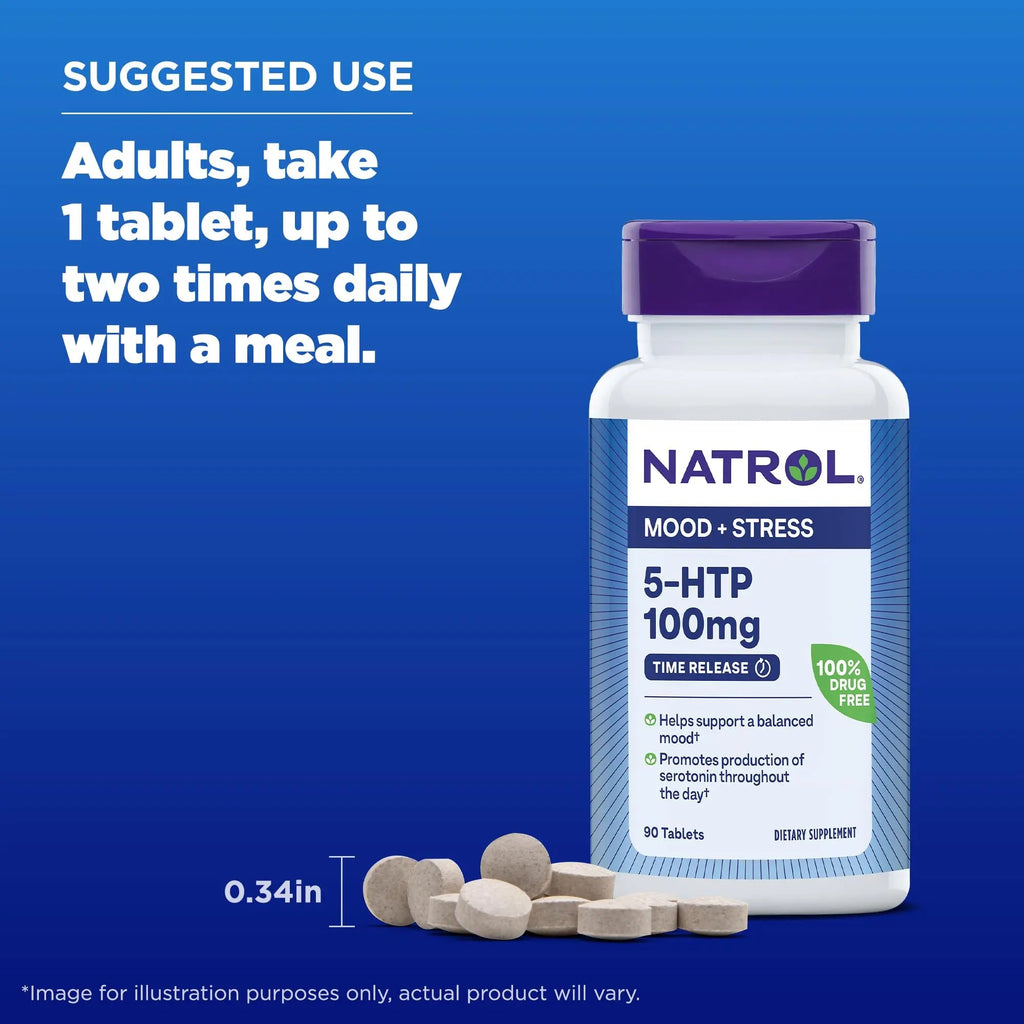 Natrol 5-HTP 100mg, Dietary Supplement Helps Support a Balanced Mood, Mood and Stress Support Supplement, 90 Time Release Tablets, 45-90 Day Supply Natrol Au supplements