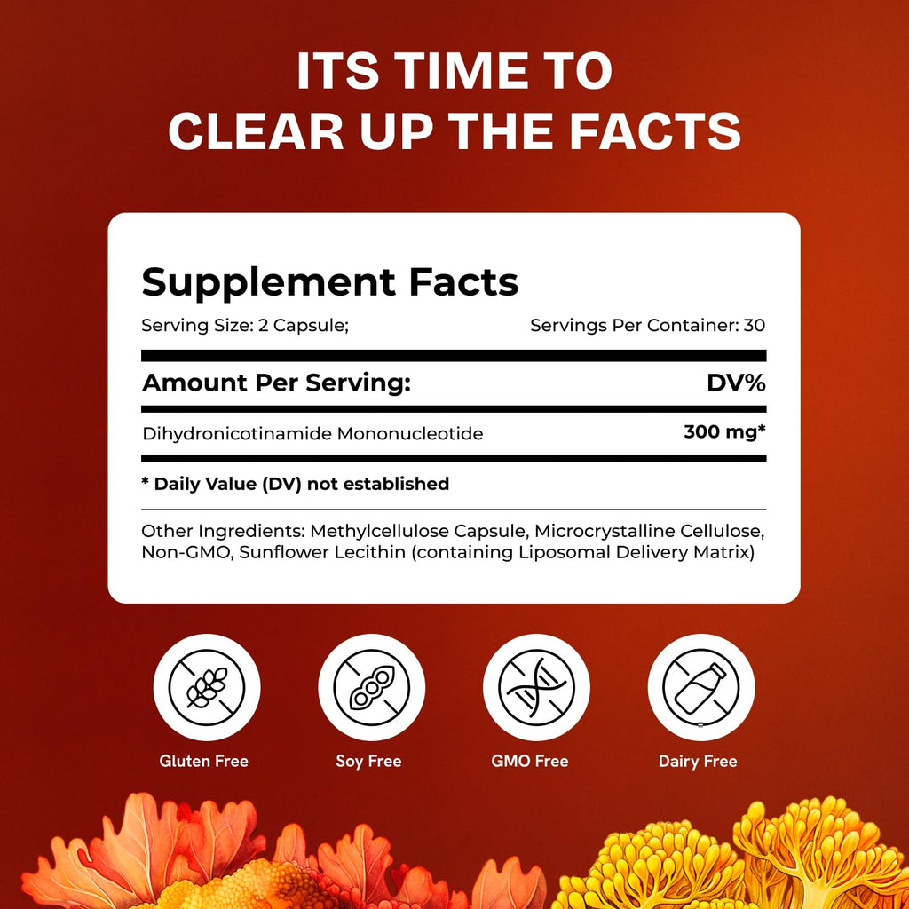 Resurrected Health Liposomal NMNH Supplement 300mg – Boosts NAD Anti-Aging, Energy & Focus – NMM Capsules Alternative to for Cellular Vitality – Third-Party Tested, 60 Vegan Capsules | 1 Pack Resurrected Health Au supplements