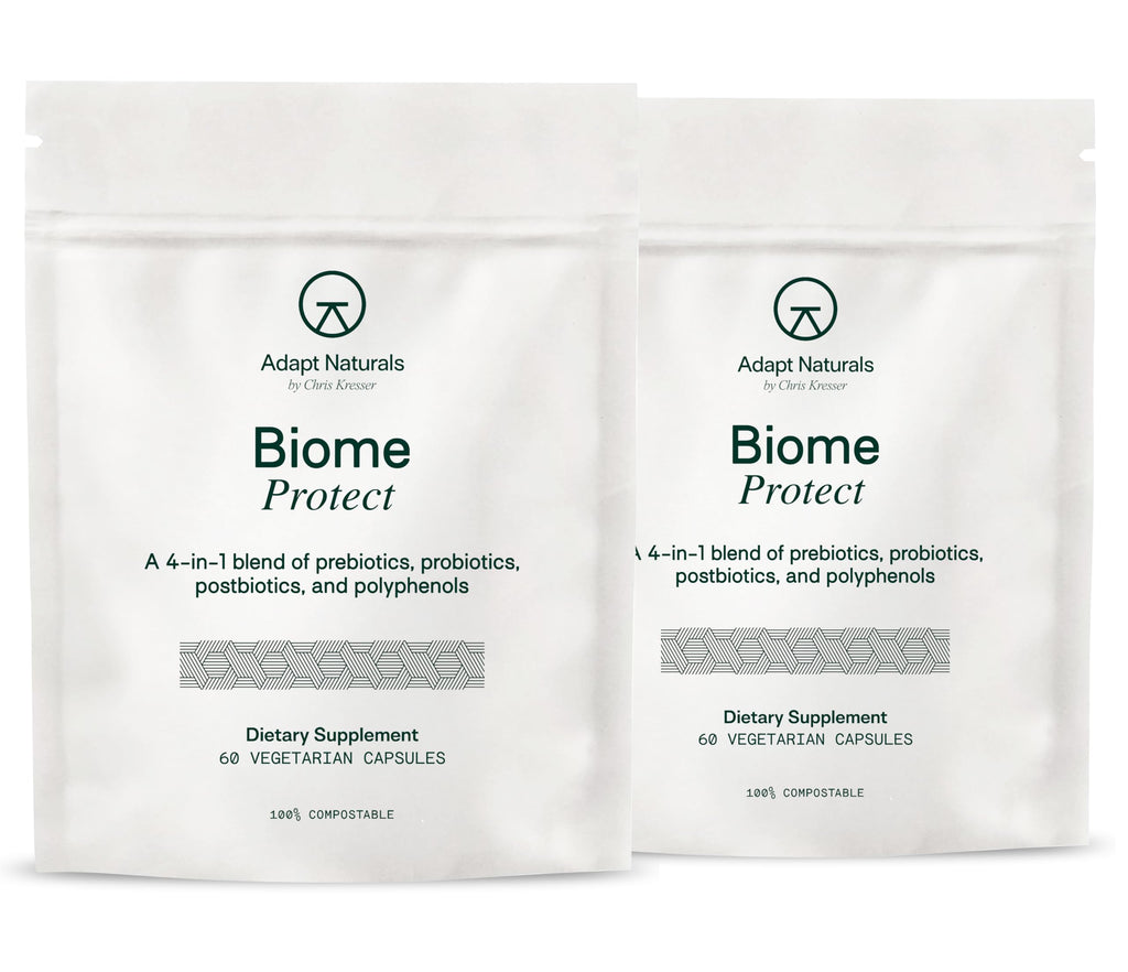 Adapt Naturals 4-in-1 Biome Protect Prebiotics, Probiotics Supplement Postbiotics & Polyphenols for Microbiome, Gut Health & Defense