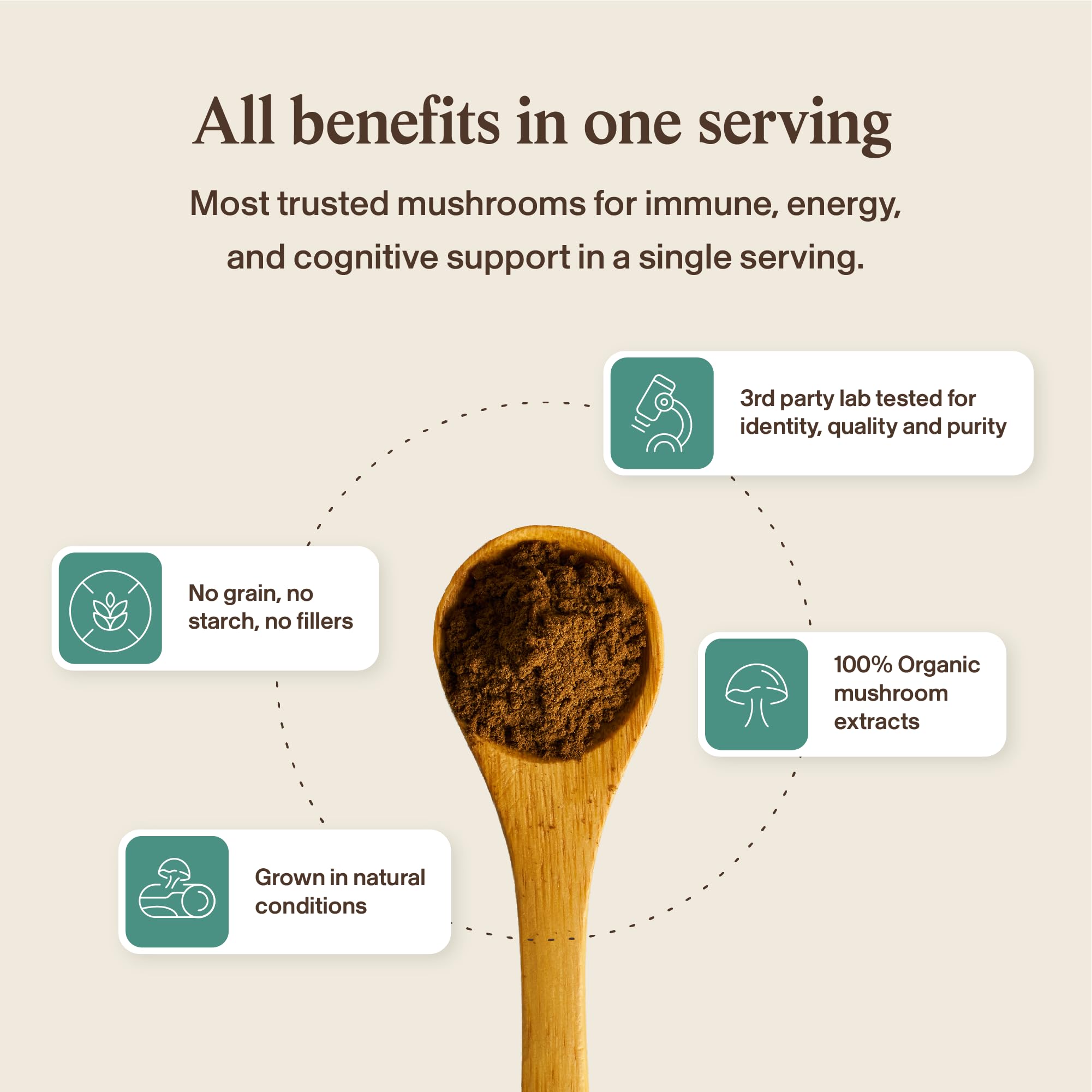Real Mushrooms 5 Defenders - Adaptogenic Mushrooms Complex with Chaga, Reishi, Turkey Tail, Maitake & Shiitake for Wellness Support