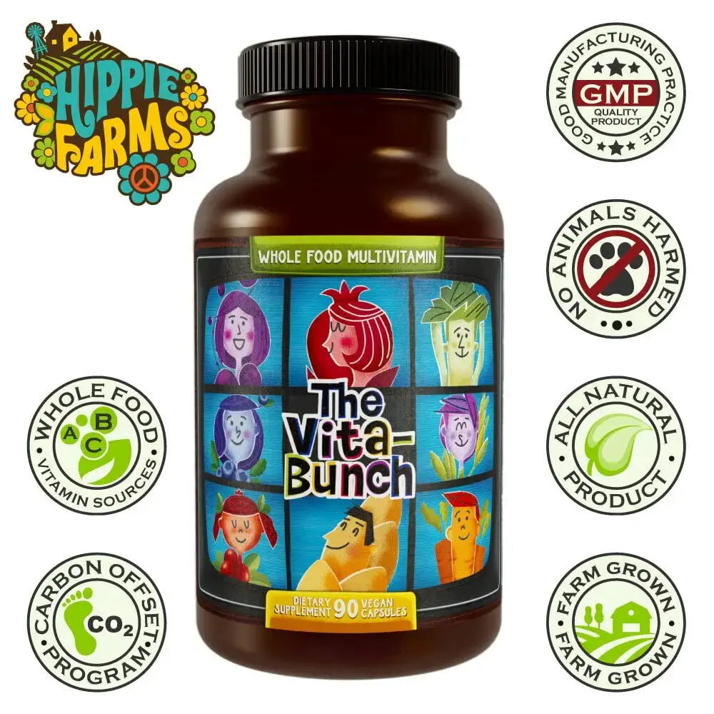 Whole Food Multivitamin Fruit & Super Greens All-in-one Vitamin Complex, 90 Vegan Capsules - Daily Vitamin for Women and Men Hippie Farms Au supplements