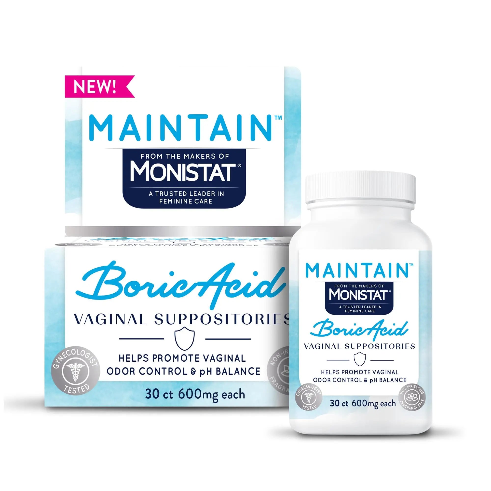 from The Makers of Monistat, Maintain Boric Acid Suppositories for Women, 600 Mg of Boric Acid, 30 Ct, 1 Pack Monistat Au supplements