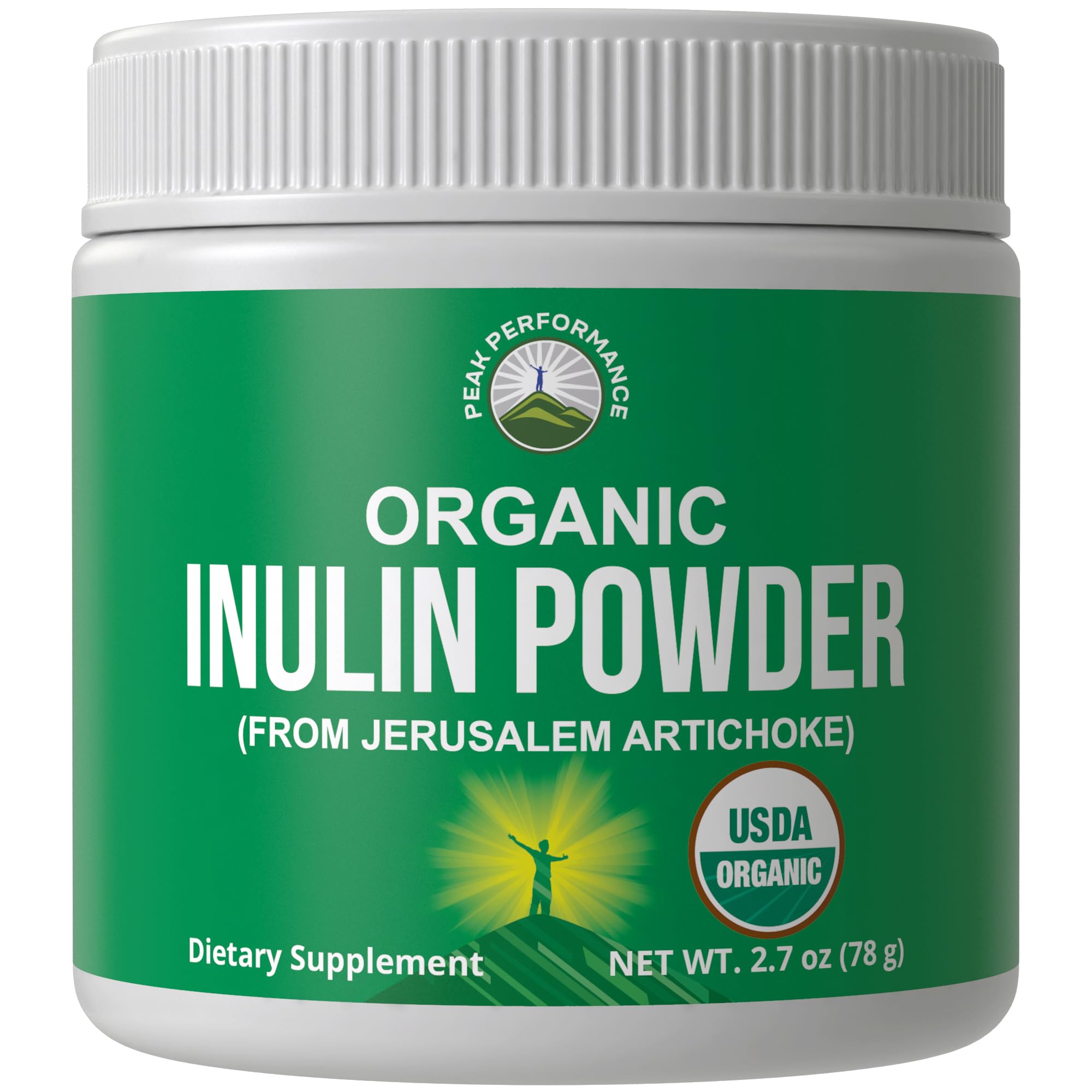 Peak Performance Organic Inulin Powder Natural Prebiotic Fiber for Gut Health. USDA Organic Raw Plant Based Vegan Prebiotics FOS Supplement from Jerusalem Artichoke Peak Performance Au supplements