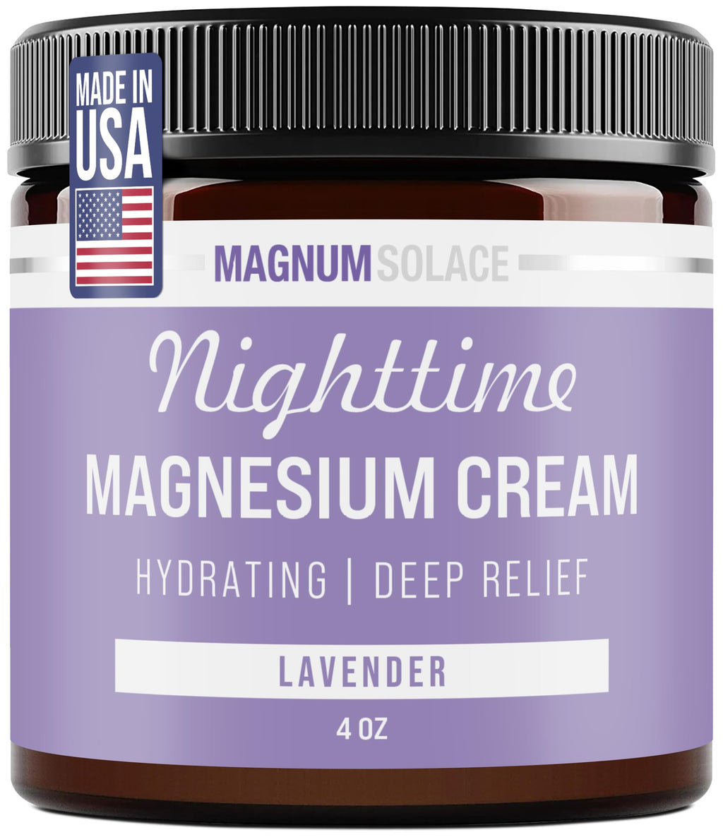 Magnum Solace Magnesium Lotion – Nighttime Magnesium Cream – Apply to Legs, Arms or Chest - Topical Magnesium Chloride – USA Made and Safe for Kids (Lavender) Magnum Solace Au supplements