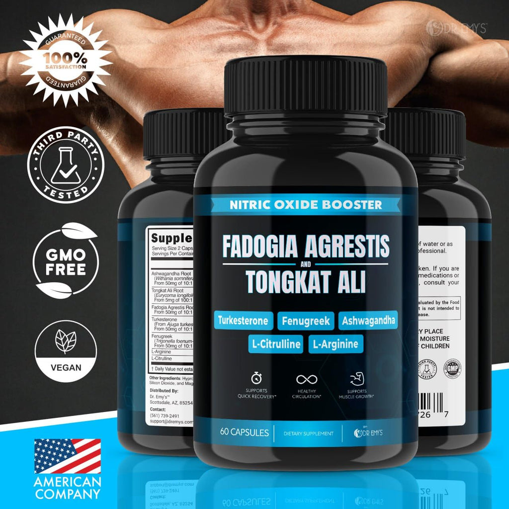 (2 Pack) Tongkat Ali Fadogia Agrestis Nitric Oxide Ashwagandha Supplement for Men Dr. Emy's Au supplements