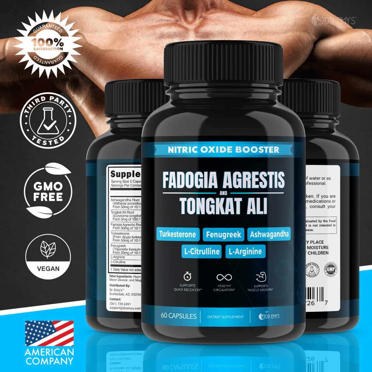 (2 Pack) Tongkat Ali Fadogia Agrestis Nitric Oxide Ashwagandha Supplement for Men Dr. Emy's Au supplements