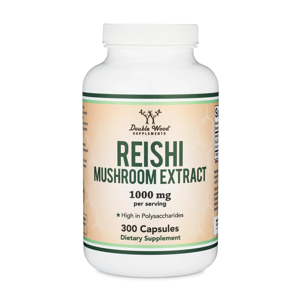Reishi Mushroom Capsules (4:1 Ganoderma Extract, 1,000mg Red Reishi Powder Servings) Double Wood Supplements Au supplements