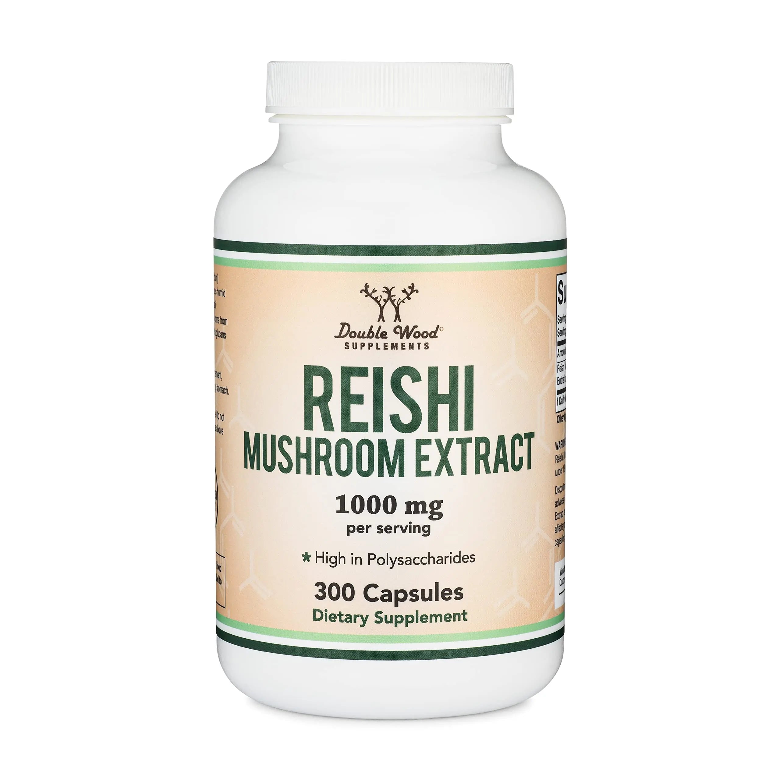 Reishi Mushroom Capsules (4:1 Ganoderma Extract, 1,000mg Red Reishi Powder Servings) Double Wood Supplements Au supplements