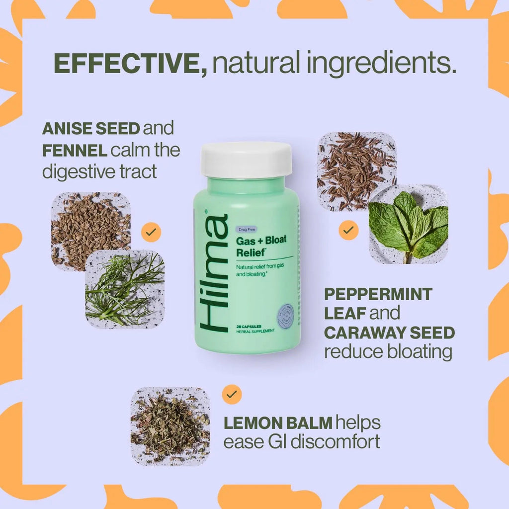 Hilma Natural Gas & Bloating Relief - with Lemon Balm, Fennel & Peppermint Leaf - Doctor Hilma Au supplements